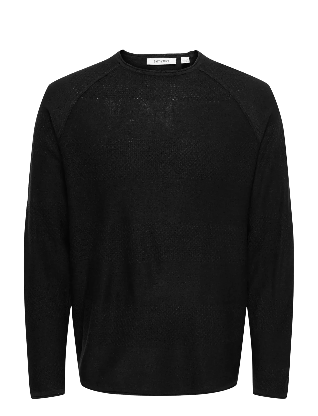 ONLY & SONS ONSAPOLLO REG LS STRUC CREW KNIT - Strik - BLACK / black