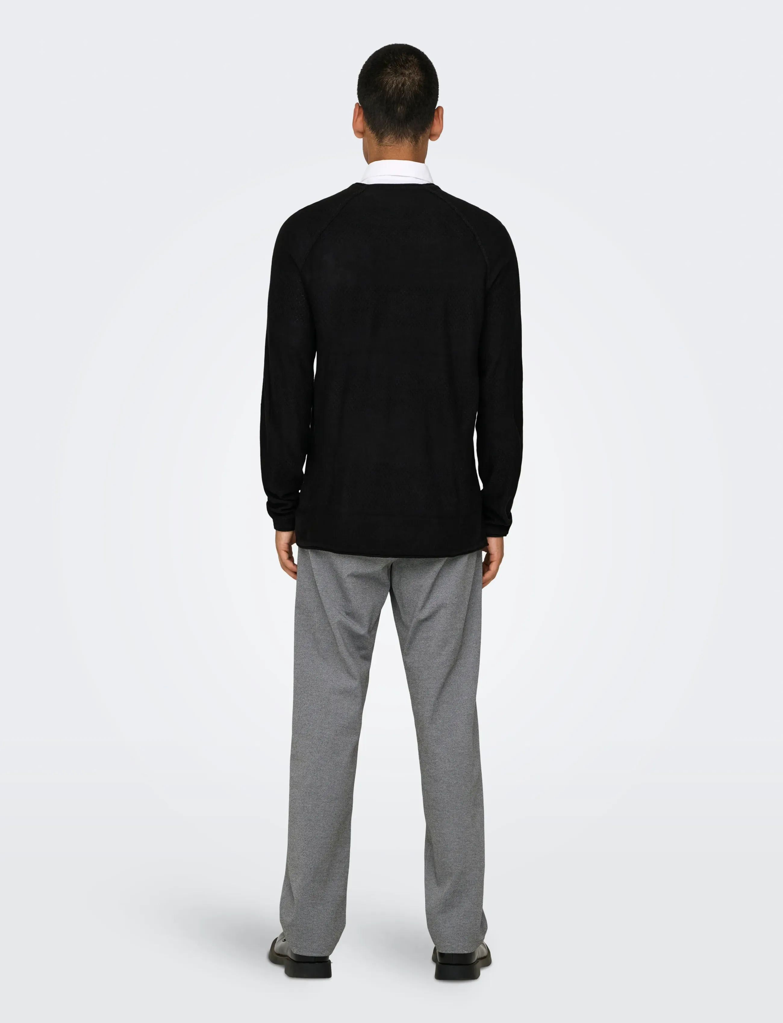 ONLY & SONS - ONSAPOLLO REG LS STRUC CREW KNIT - stickat - black - 3