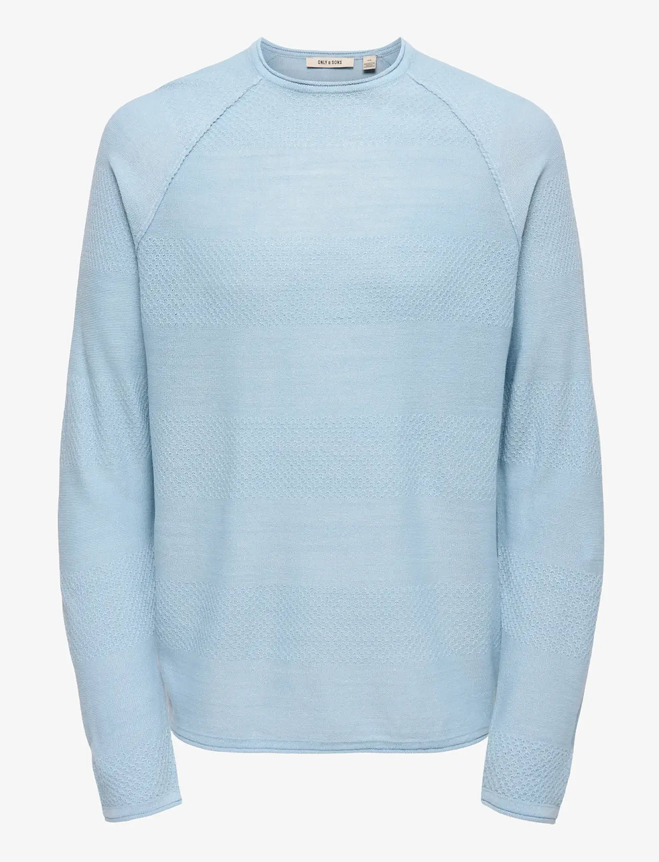 ONLY & SONS - ONSAPOLLO REG LS STRUC CREW KNIT - round necks - blue fog - 1