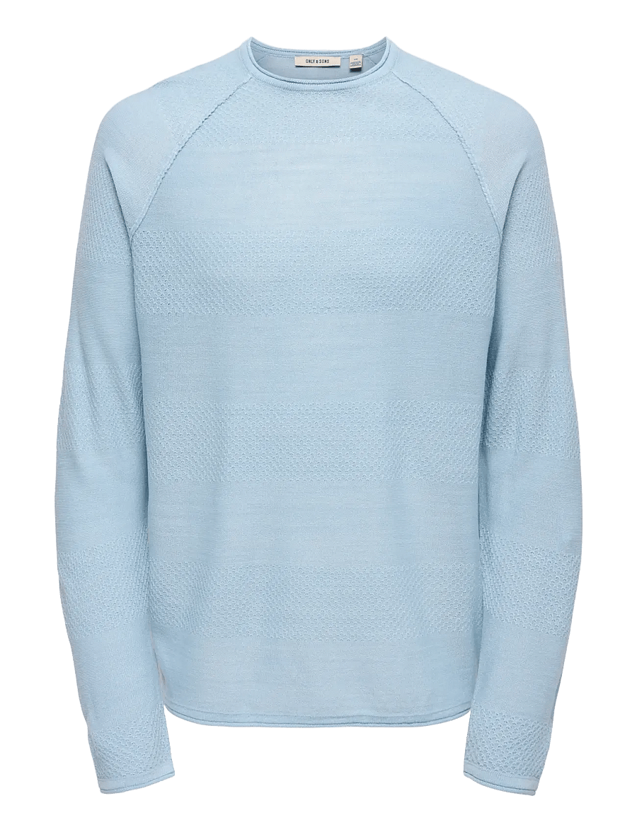 ONLY & SONS - ONSAPOLLO REG LS STRUC CREW KNIT - rundhals - blue fog - 1