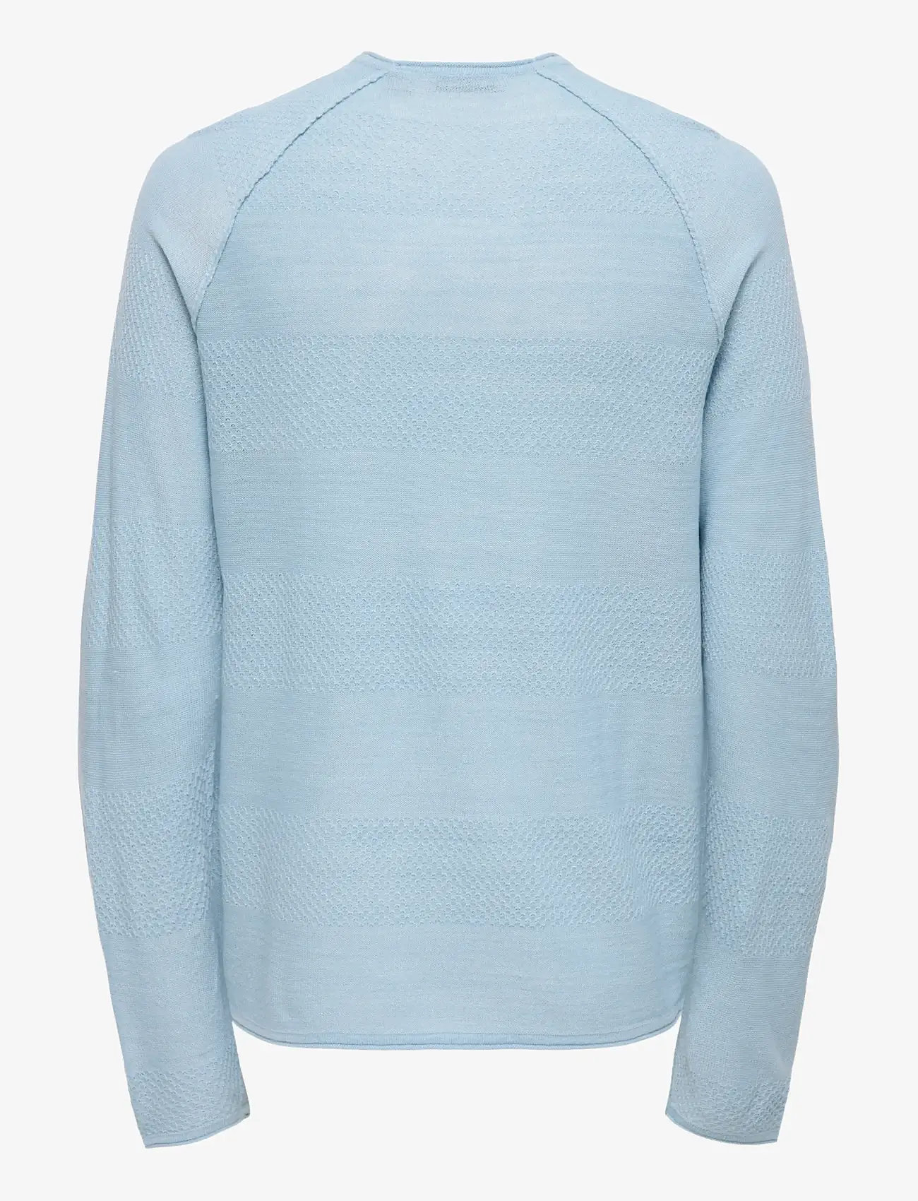 ONLY & SONS - ONSAPOLLO REG LS STRUC CREW KNIT - round necks - blue fog - 2