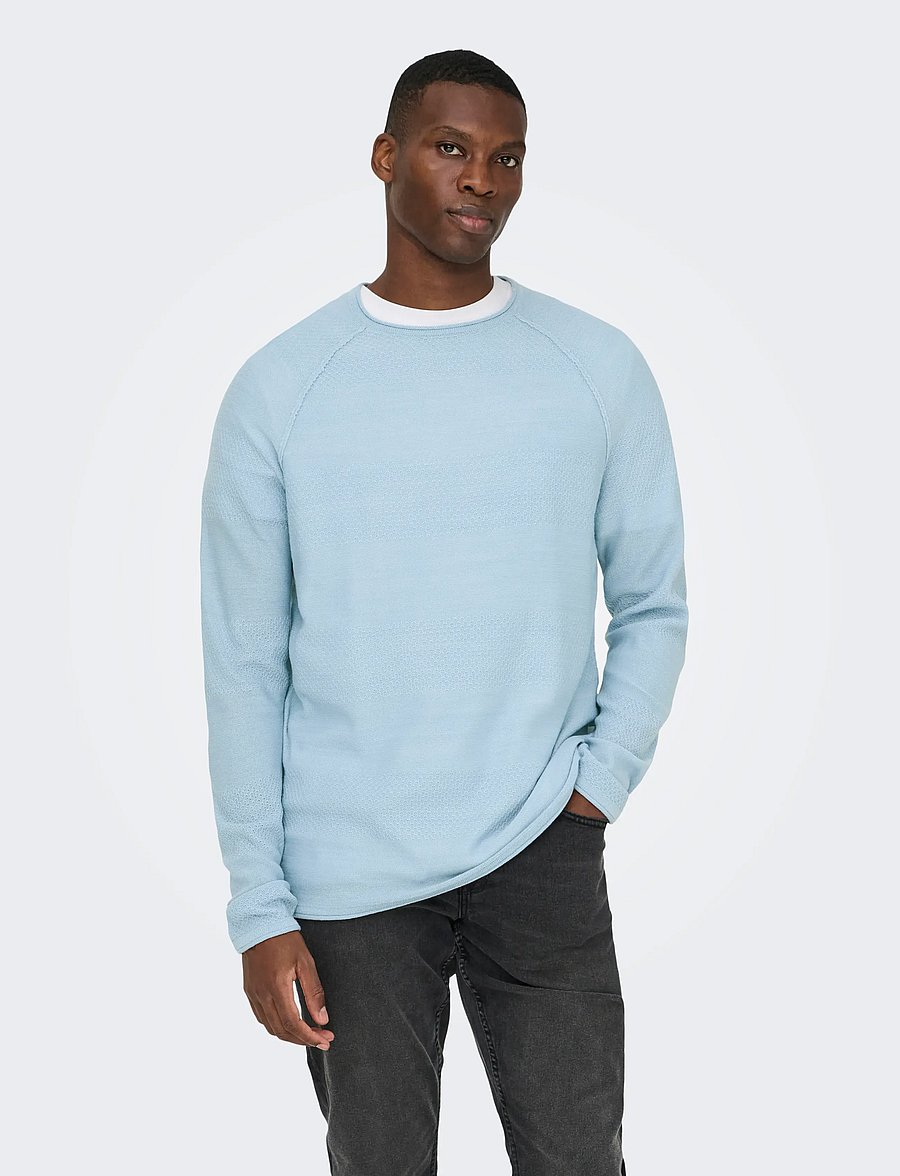 ONLY & SONS - ONSAPOLLO REG LS STRUC CREW KNIT - rundhals - blue fog - 0