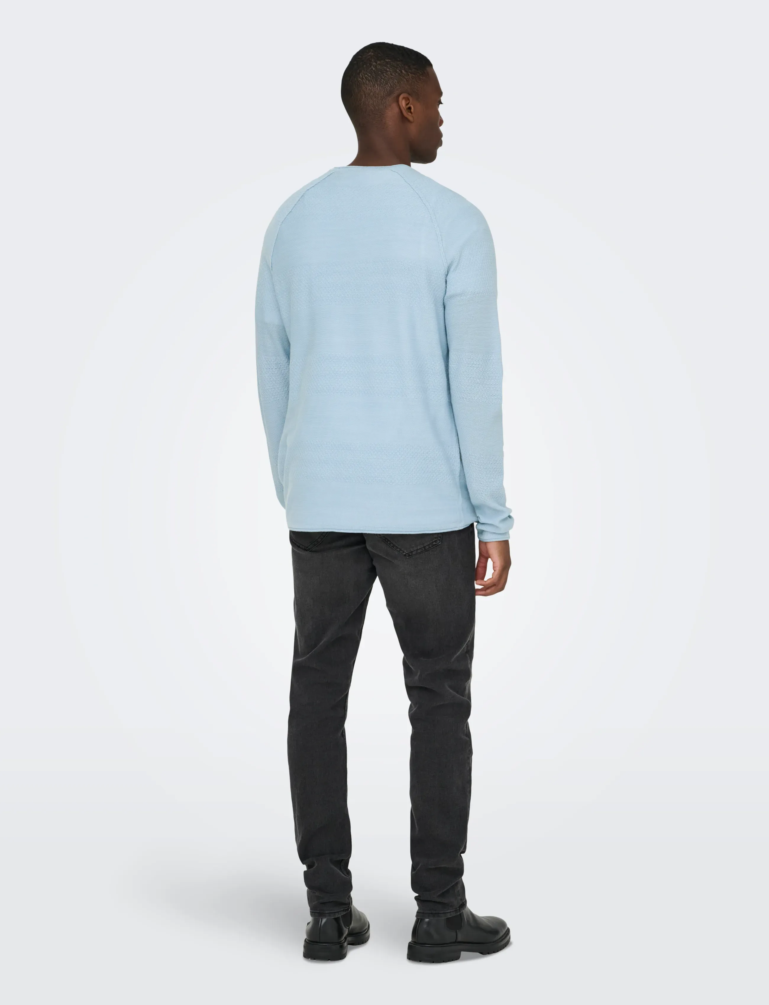 ONLY & SONS - ONSAPOLLO REG LS STRUC CREW KNIT - Ümmarguse kaelusega kudumid - blue fog - 3