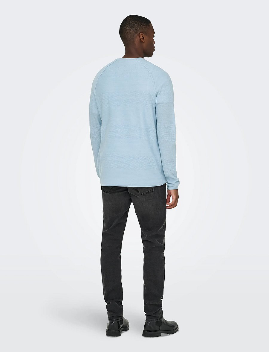 ONLY & SONS - ONSAPOLLO REG LS STRUC CREW KNIT - rundhals - blue fog - 3
