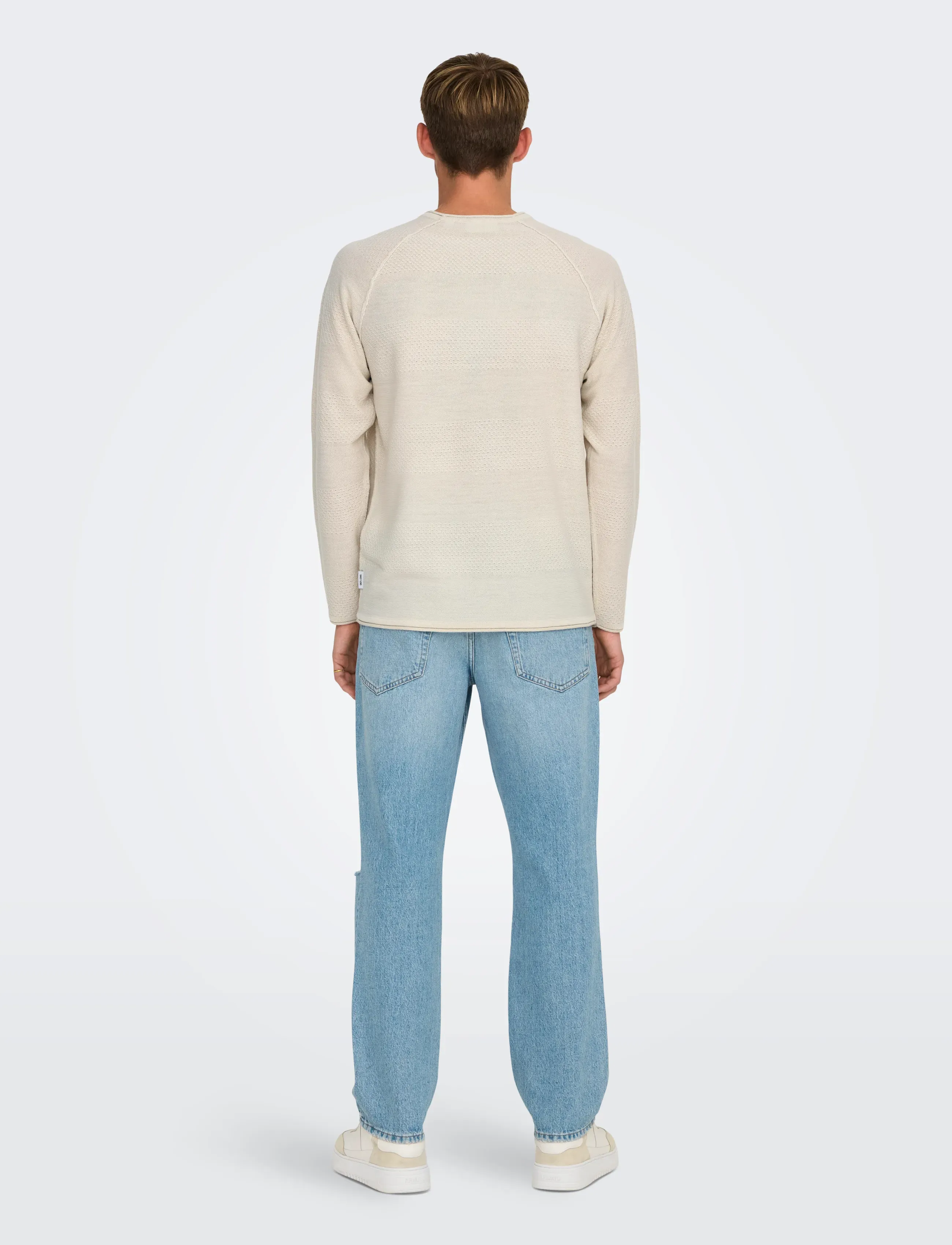 ONLY & SONS - ONSAPOLLO REG LS STRUC CREW KNIT - rundhals - silver lining - 3
