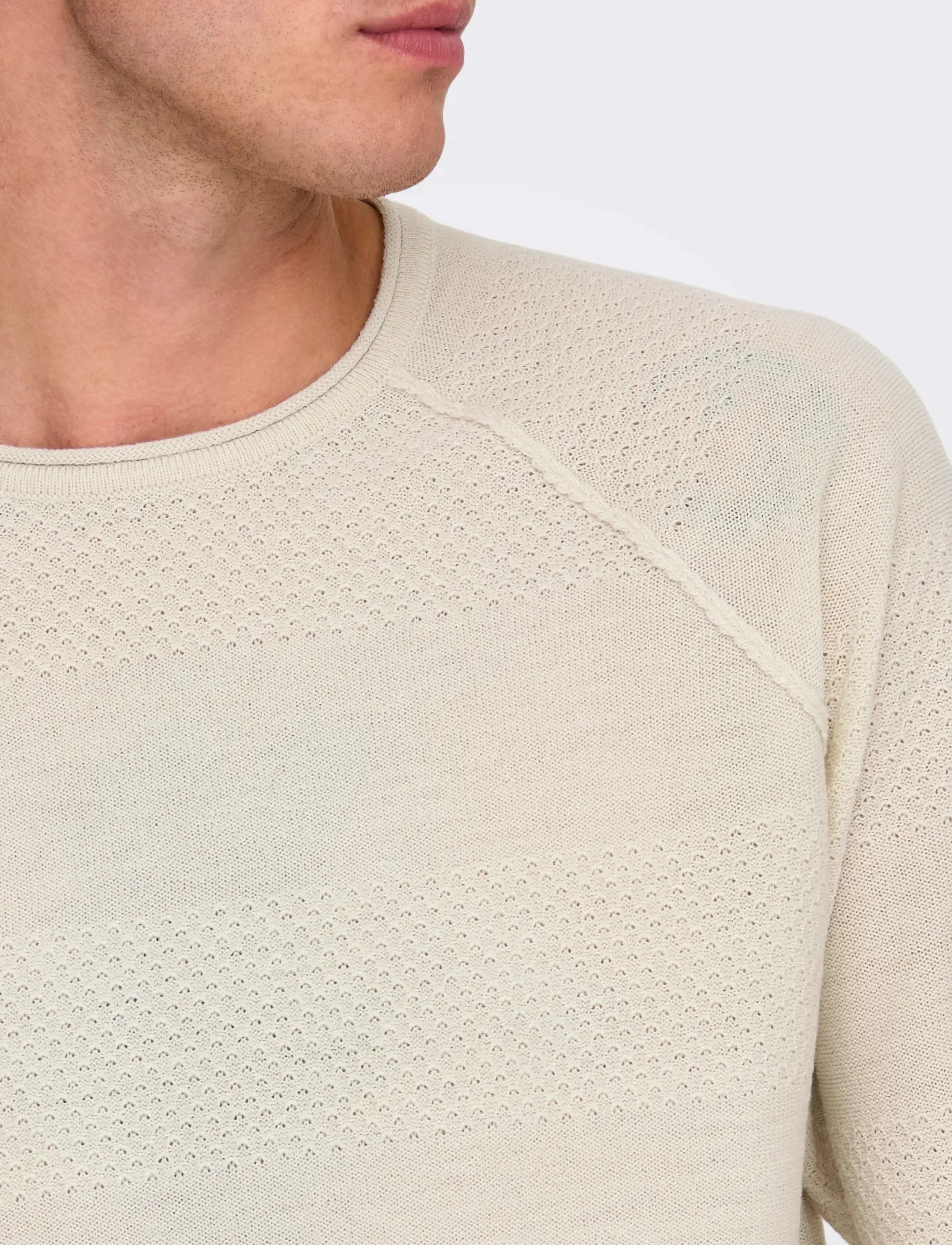 ONLY & SONS - ONSAPOLLO REG LS STRUC CREW KNIT - rundhals - silver lining - 5