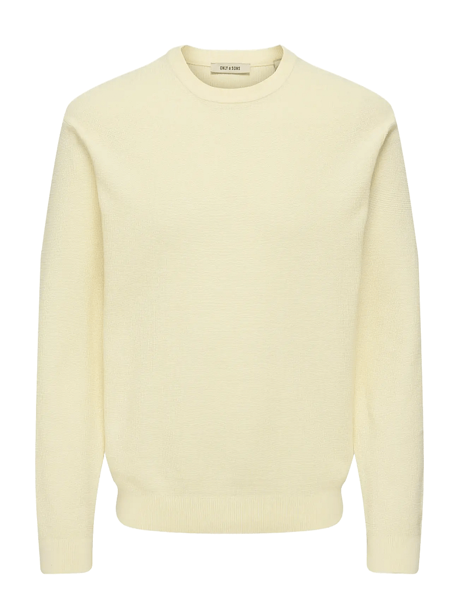 ONLY & SONS - ONSTONY RLX 12 LS WAFFLE CREW KNIT NOOS - rundhalsad - antique white - 1