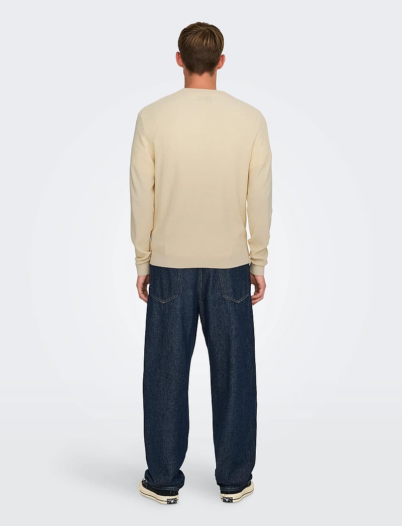 ONLY & SONS - ONSTONY RLX 12 LS WAFFLE CREW KNIT NOOS - rund hals - antique white - 3