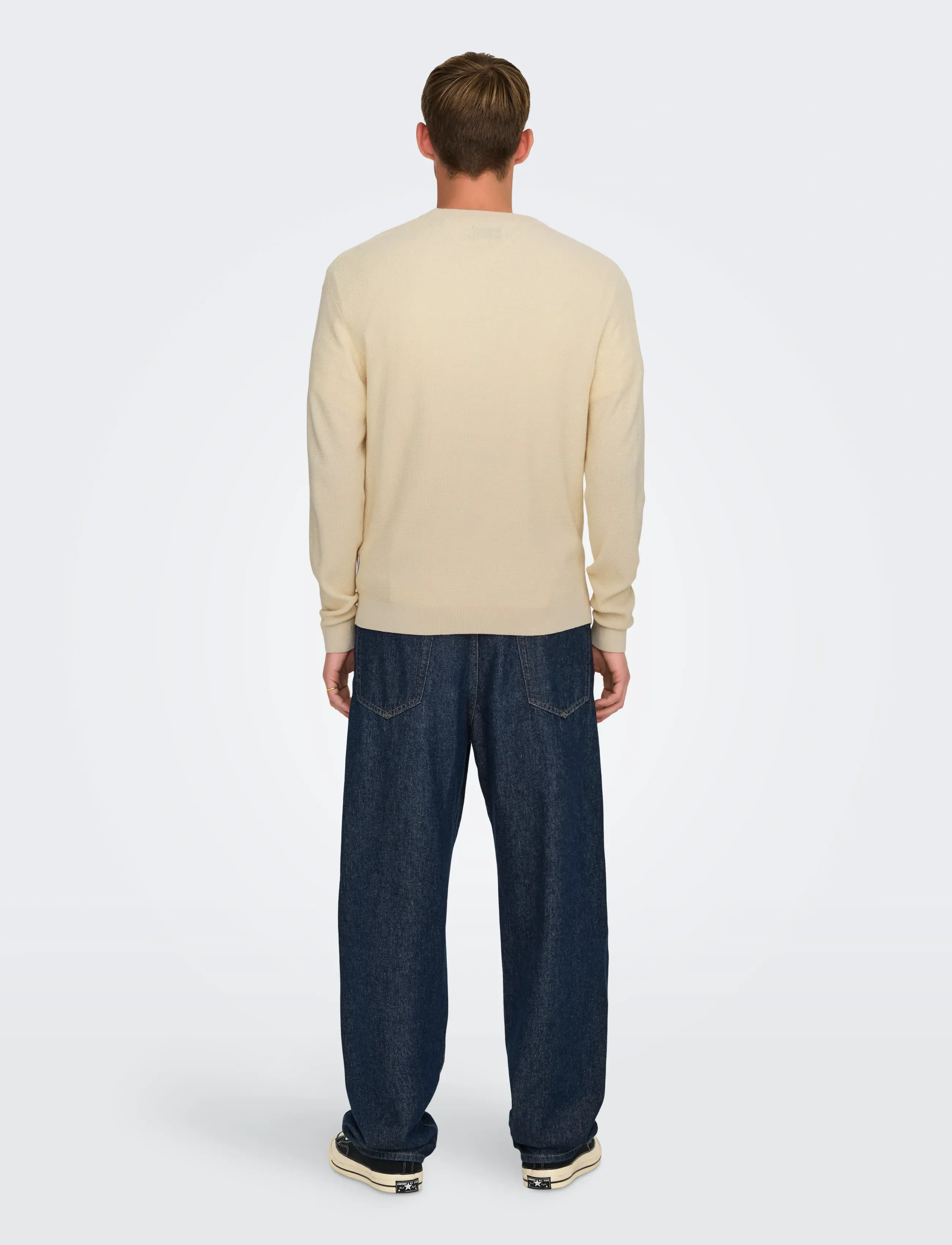 ONLY & SONS - ONSTONY RLX 12 LS WAFFLE CREW KNIT NOOS - rundhalsad - antique white - 3
