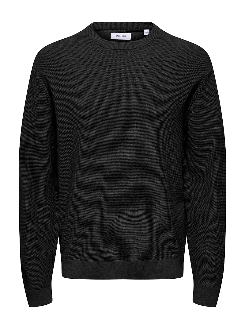 ONLY & SONS - ONSTONY RLX 12 LS WAFFLE CREW KNIT NOOS - rundhals - black - 1