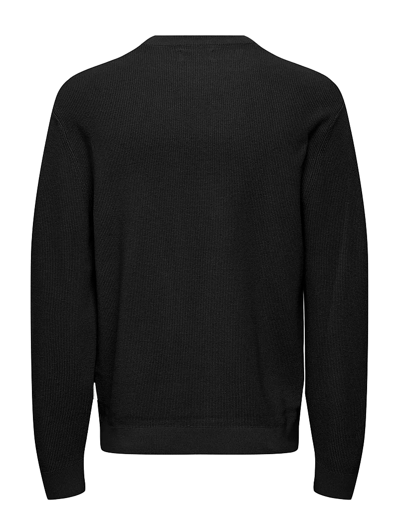ONLY & SONS - ONSTONY RLX 12 LS WAFFLE CREW KNIT NOOS - rundhals - black - 2