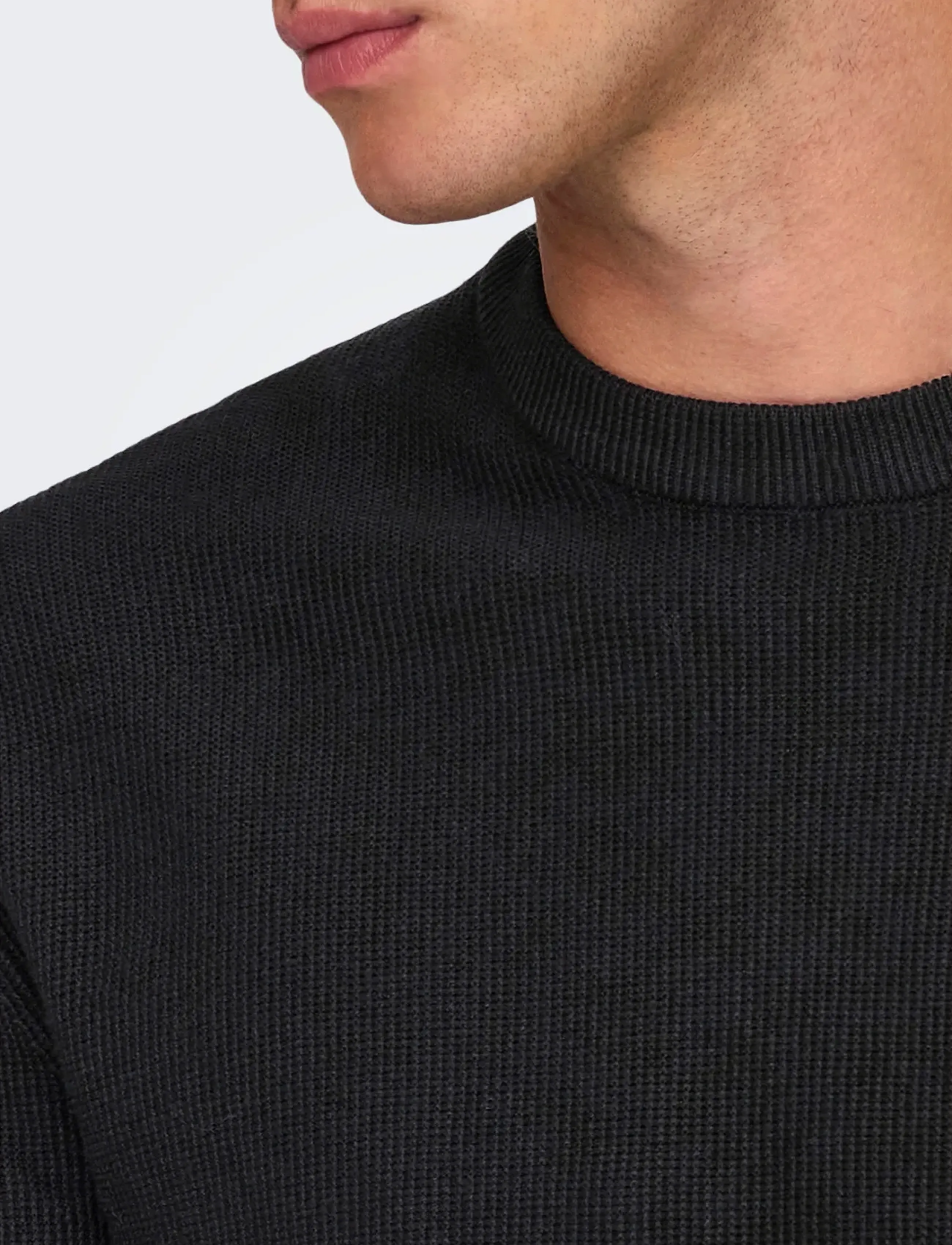 ONLY & SONS Onstony Rlx 12 Ls Waffle Crew Knit Noos stickade tröjor herr – bild 5