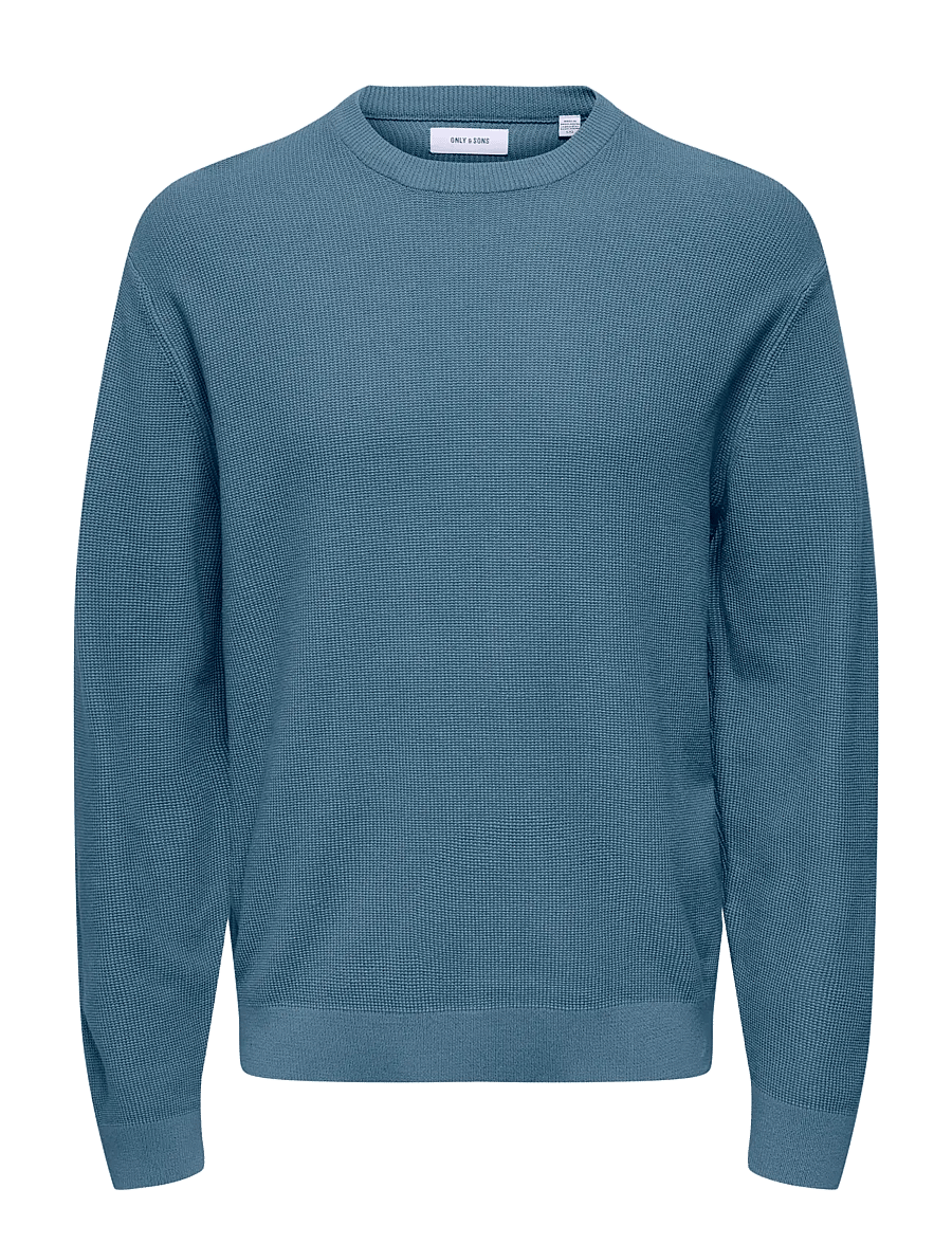 ONLY & SONS - ONSTONY RLX 12 LS WAFFLE CREW KNIT NOOS - Ümmarguse kaelusega kudumid - spring lake - 0