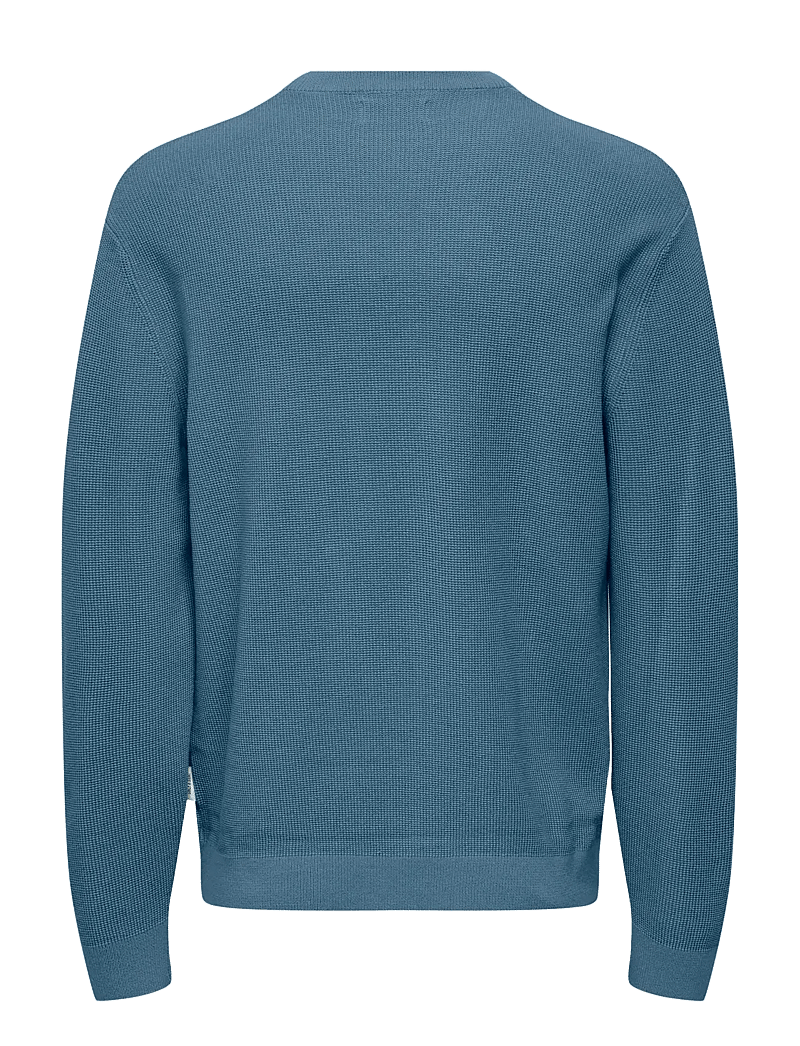 ONLY & SONS - ONSTONY RLX 12 LS WAFFLE CREW KNIT NOOS - rund hals - spring lake - 1