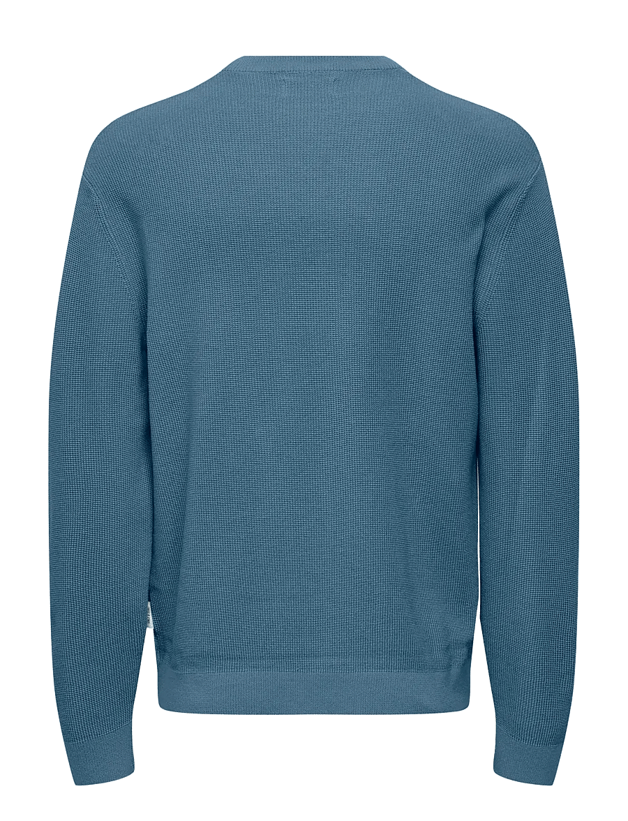 ONLY & SONS - ONSTONY RLX 12 LS WAFFLE CREW KNIT NOOS - Ümmarguse kaelusega kudumid - spring lake - 1
