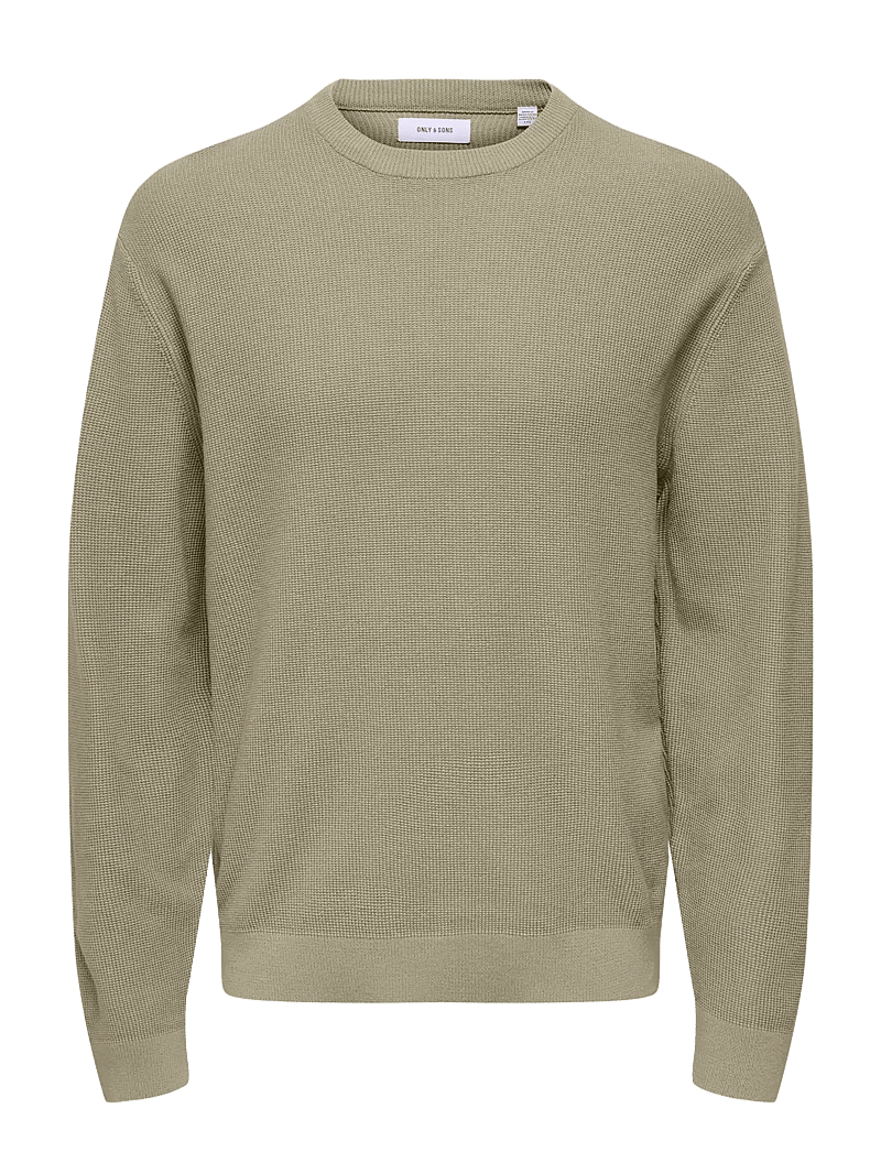 ONLY & SONS - ONSTONY RLX 12 LS WAFFLE CREW KNIT NOOS - round necks - string - 1