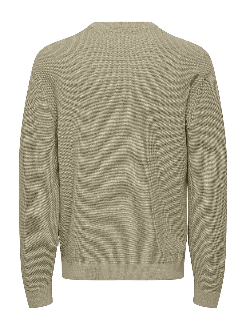 ONLY & SONS - ONSTONY RLX 12 LS WAFFLE CREW KNIT NOOS - round necks - string - 2