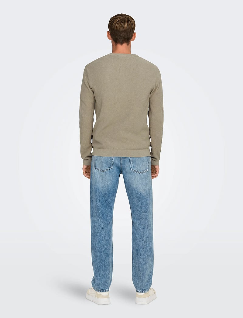 ONLY & SONS - ONSTONY RLX 12 LS WAFFLE CREW KNIT NOOS - round necks - string - 3