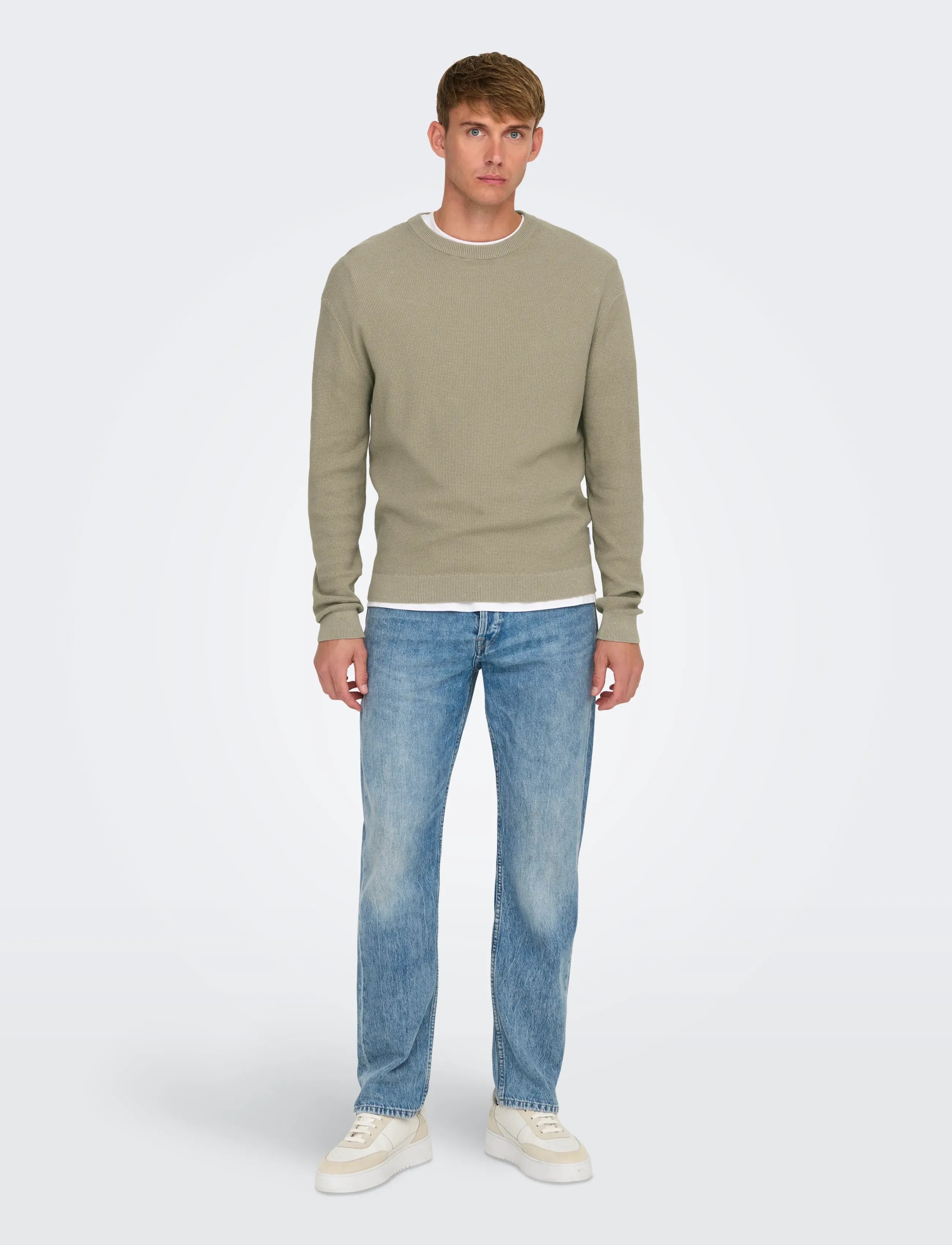 ONLY & SONS - ONSTONY RLX 12 LS WAFFLE CREW KNIT NOOS - rundhals - string - 4