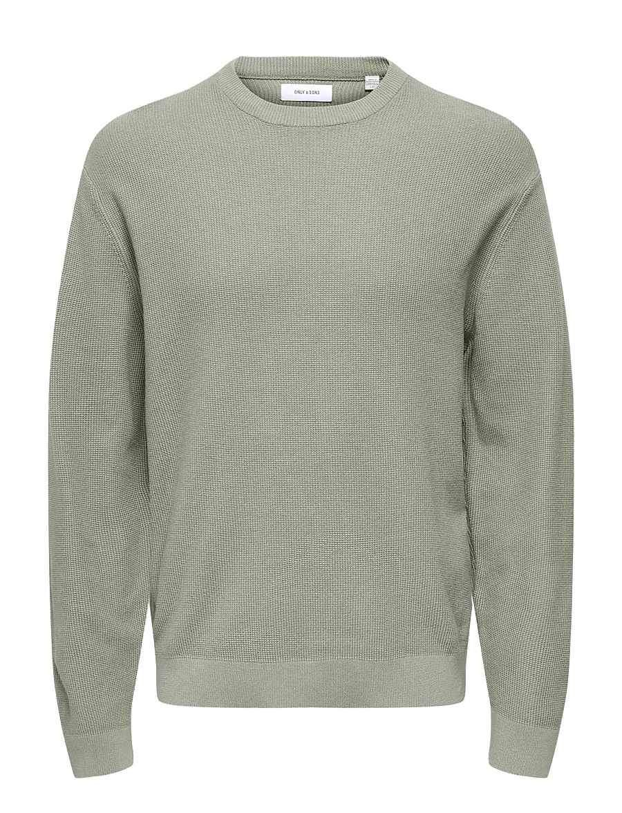ONLY & SONS - ONSTONY RLX 12 LS WAFFLE CREW KNIT NOOS - Ümmarguse kaelusega kudumid - wrought iron - 1