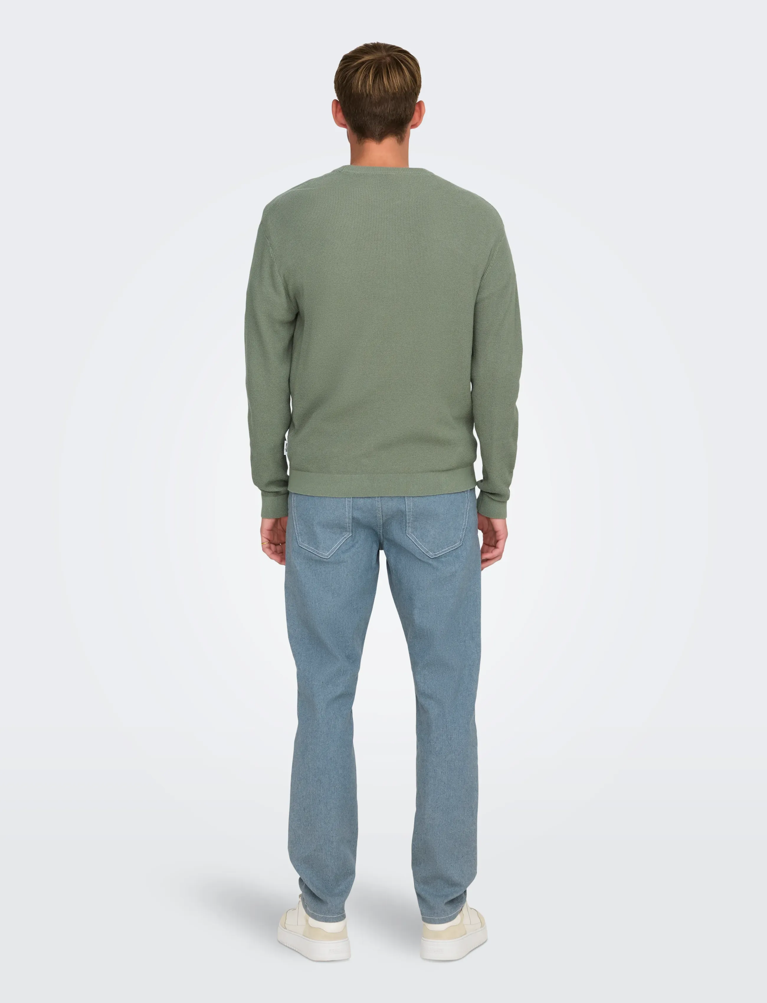 ONLY & SONS - ONSTONY RLX 12 LS WAFFLE CREW KNIT NOOS - Ümmarguse kaelusega kudumid - wrought iron - 3