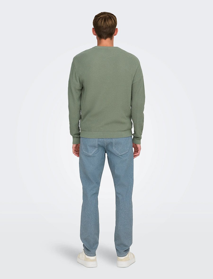 ONLY & SONS - ONSTONY RLX 12 LS WAFFLE CREW KNIT NOOS - Ümmarguse kaelusega kudumid - wrought iron - 3