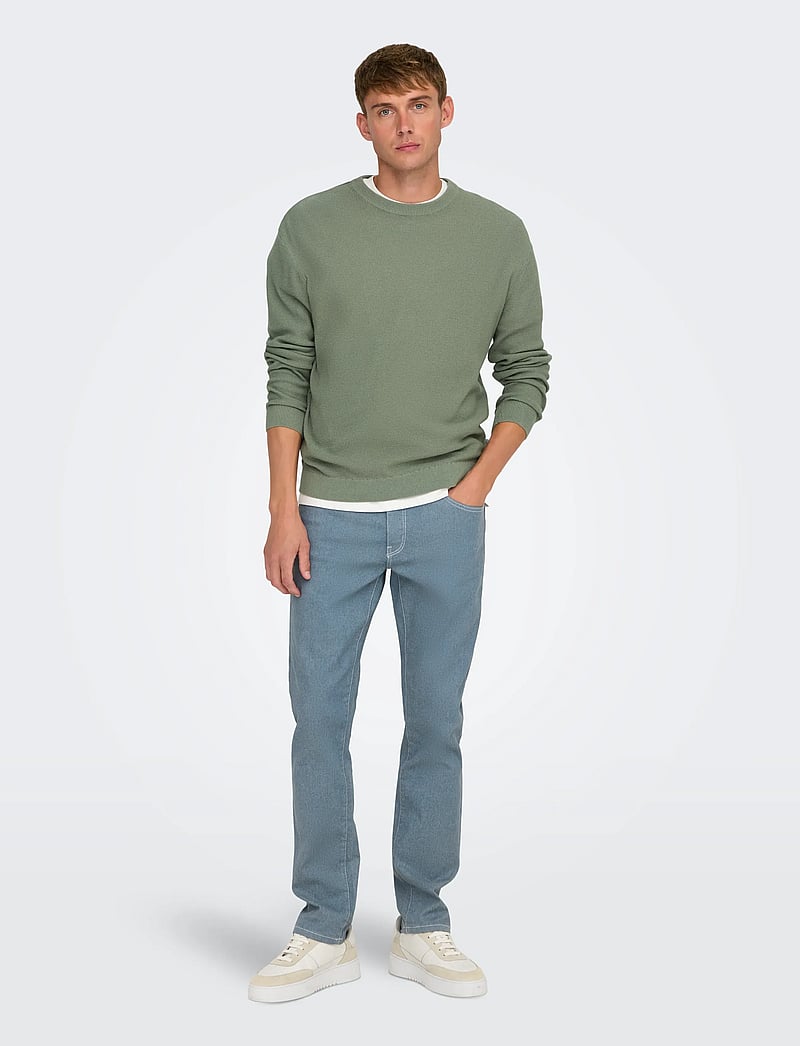ONLY & SONS - ONSTONY RLX 12 LS WAFFLE CREW KNIT NOOS - Ümmarguse kaelusega kudumid - wrought iron - 4
