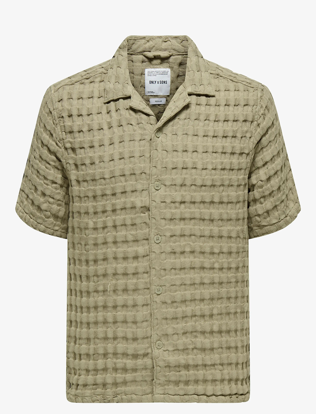 ONLY & SONS - ONSBRADDOCK REG SS RESORT WAFFLE SHIRT - kortærmede skjorter - chinchilla - 0
