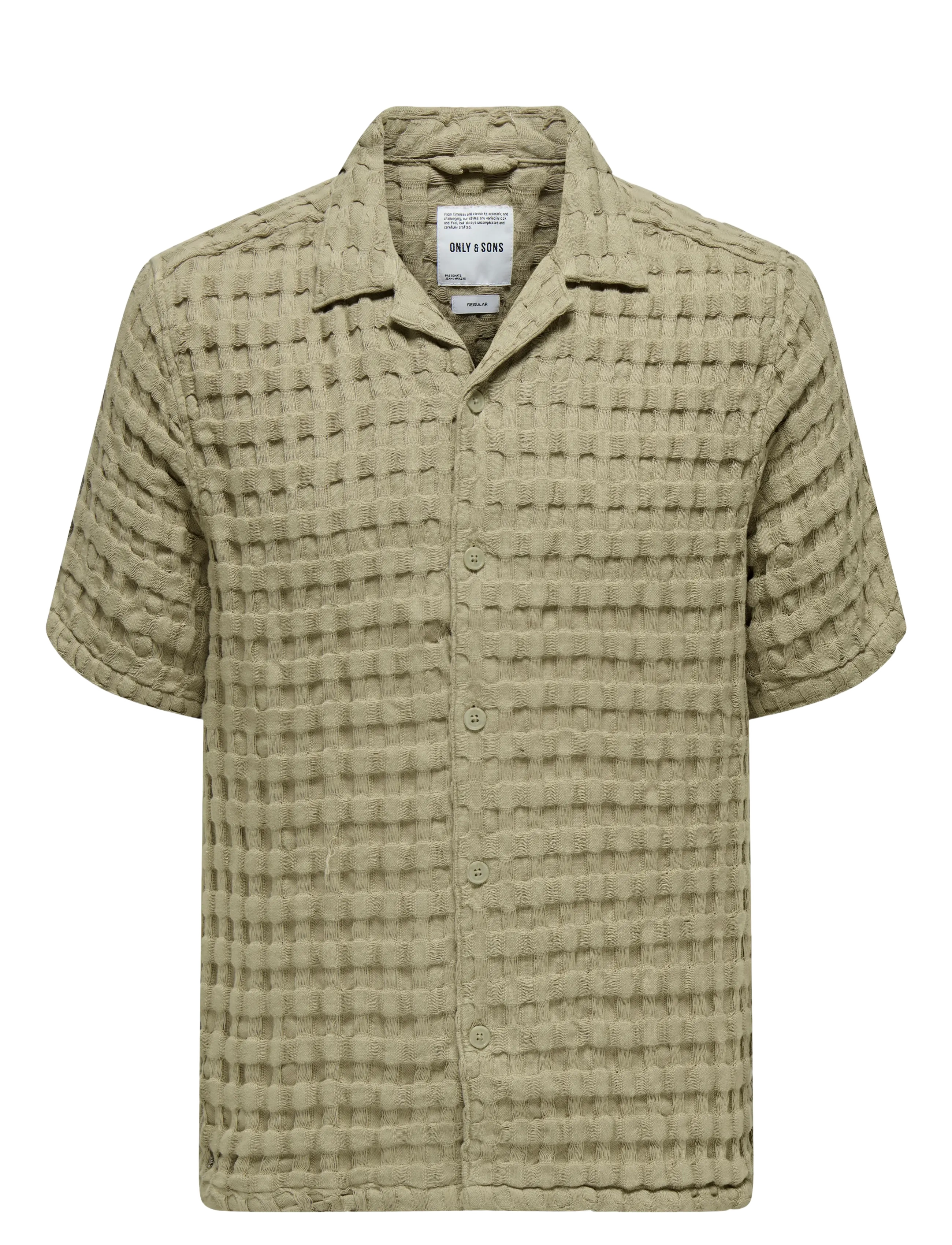 ONLY & SONS ONSBRADDOCK REG SS RESORT WAFFLE SHIRT - Skjorter - CHINCHILLA / green