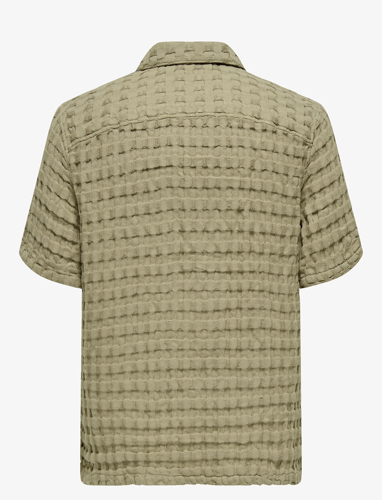 ONLY & SONS - ONSBRADDOCK REG SS RESORT WAFFLE SHIRT - kortærmede skjorter - chinchilla - 1