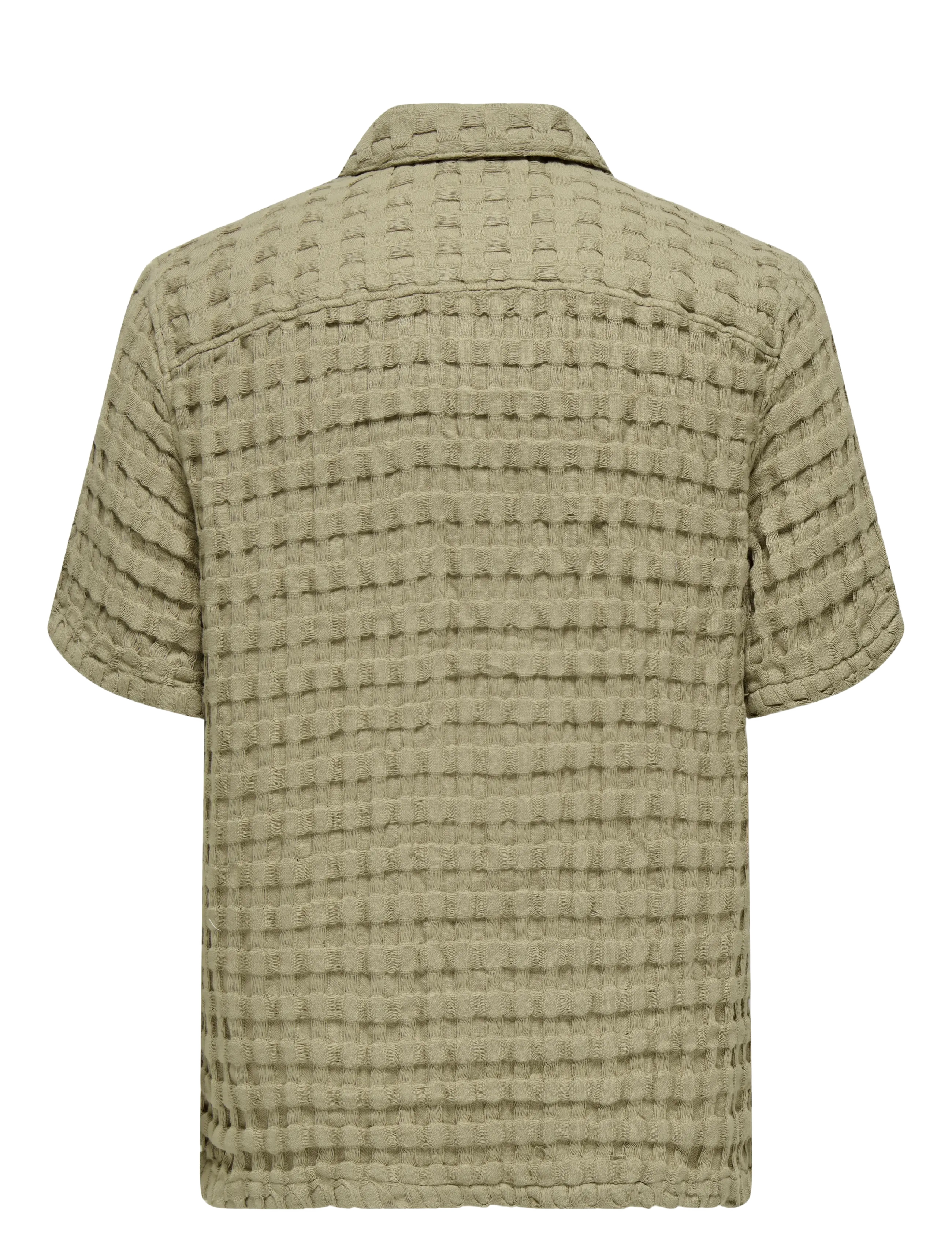 ONLY & SONS - ONSBRADDOCK REG SS RESORT WAFFLE SHIRT - kurzarmhemden - chinchilla - 1