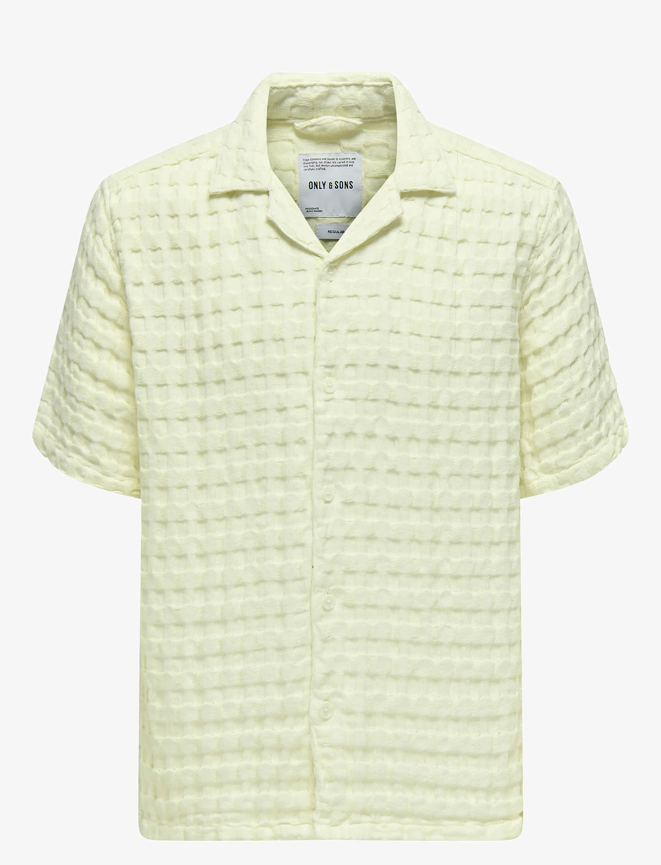ONLY & SONS - ONSBRADDOCK REG SS RESORT WAFFLE SHIRT - kortærmede skjorter - egret - 0