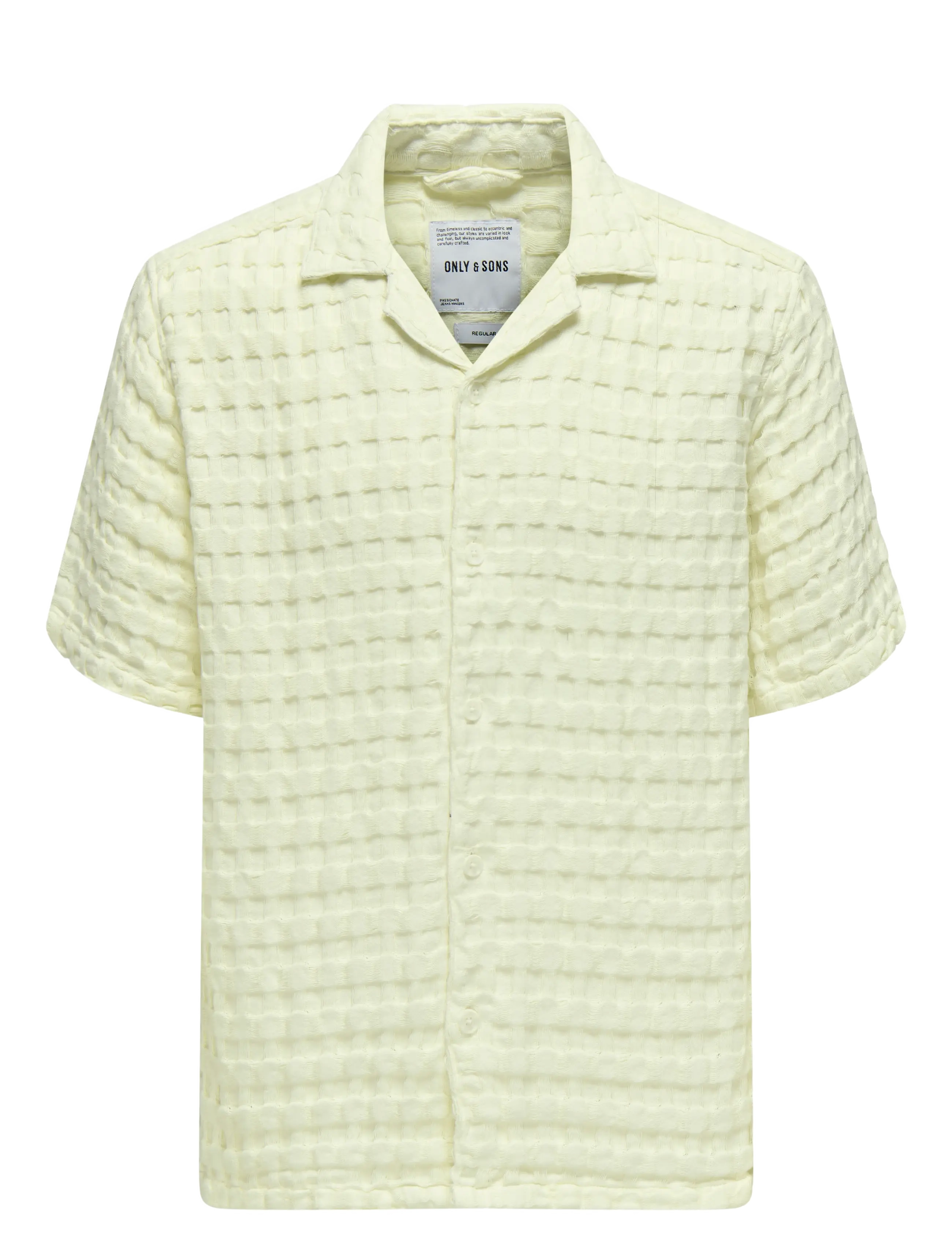 ONLY & SONS - ONSBRADDOCK REG SS RESORT WAFFLE SHIRT - kortermede skjorter - egret - 0