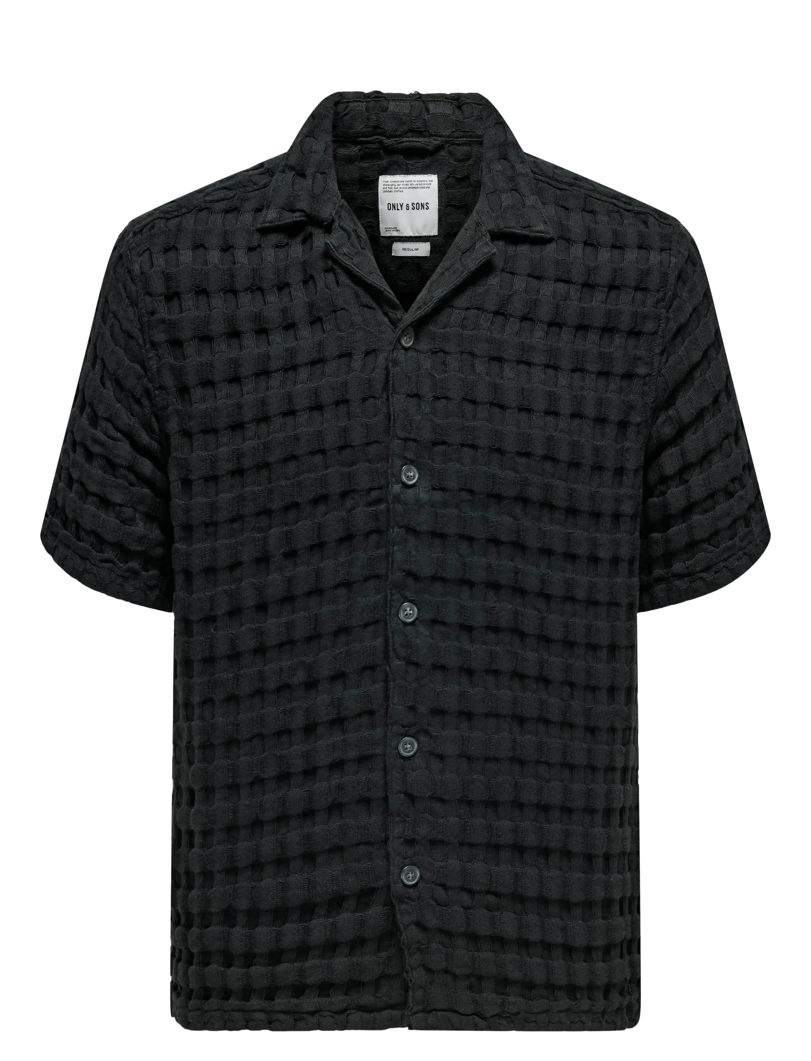 ONLY & SONS ONSBRADDOCK REG SS RESORT WAFFLE SHIRT - Skjorter - JET BLACK / black