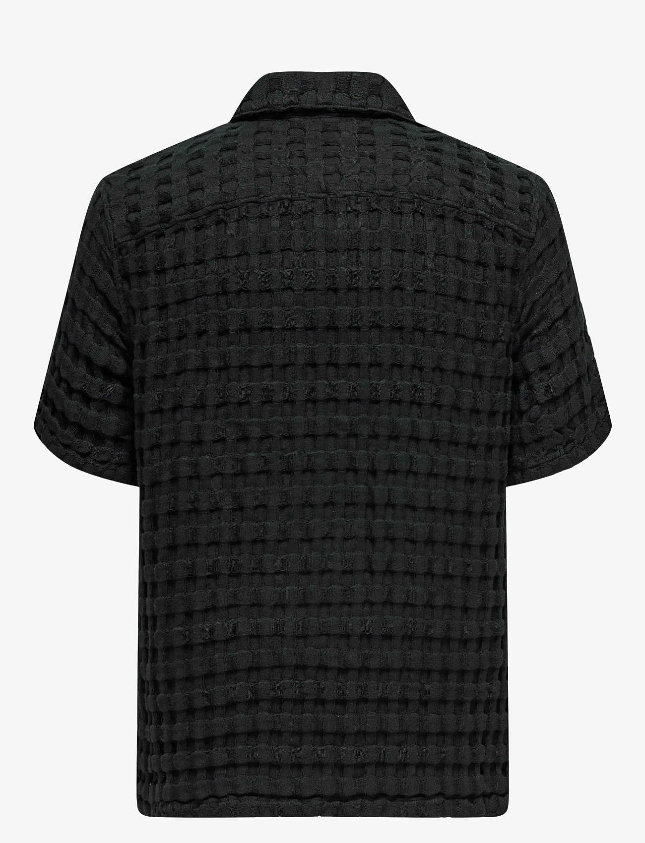 ONLY & SONS - ONSBRADDOCK REG SS RESORT WAFFLE SHIRT - kurzarmhemden - jet black - 1