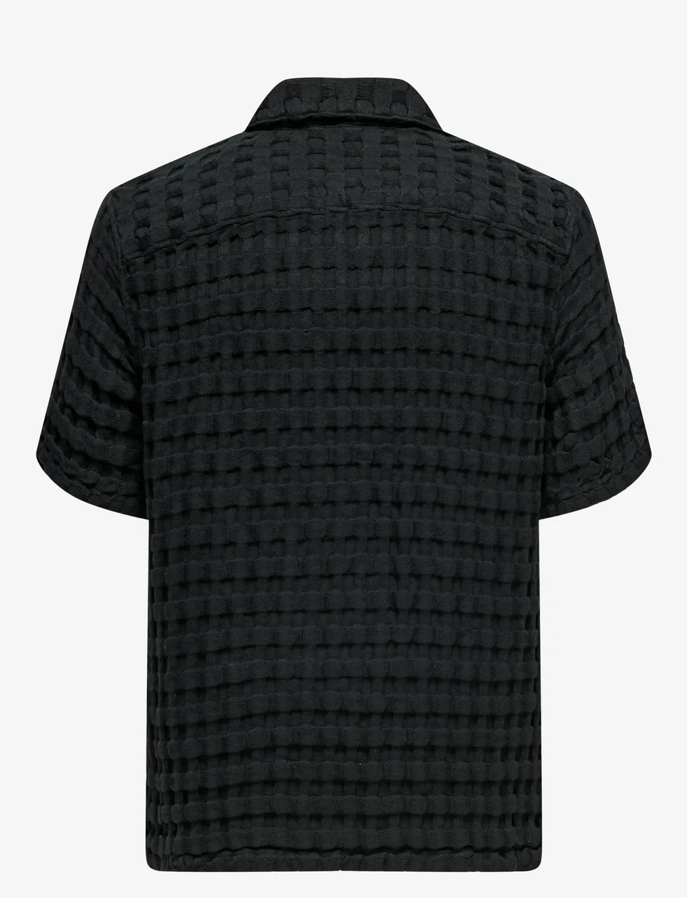 ONLY & SONS - ONSBRADDOCK REG SS RESORT WAFFLE SHIRT - kortærmede skjorter - jet black - 1
