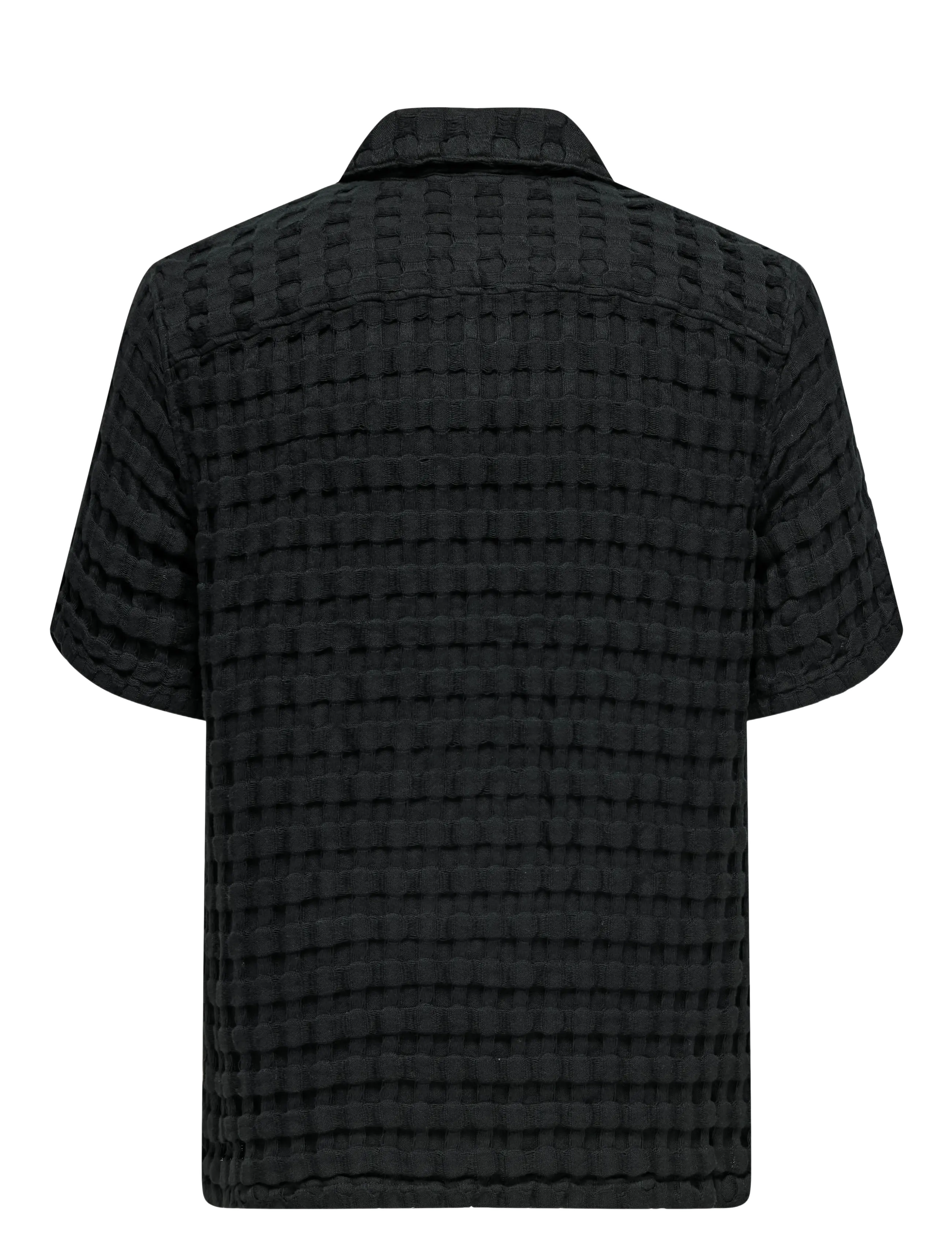 ONLY & SONS - ONSBRADDOCK REG SS RESORT WAFFLE SHIRT - overhemden met korte mouw - jet black - 1