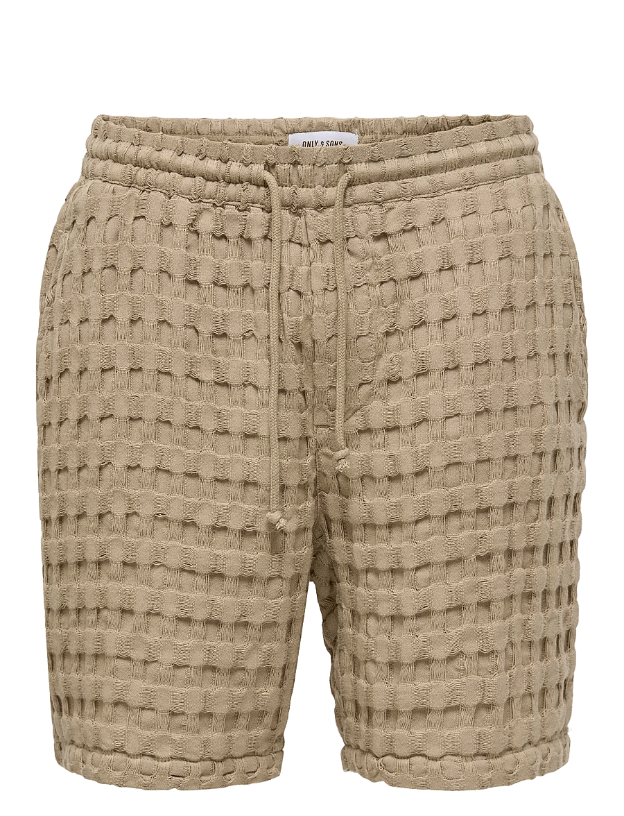 ONLY & SONS - ONSTEL BRADDOCK WAFFLE SHORTS - vabaaja lühikesed püksid - chinchilla - 0