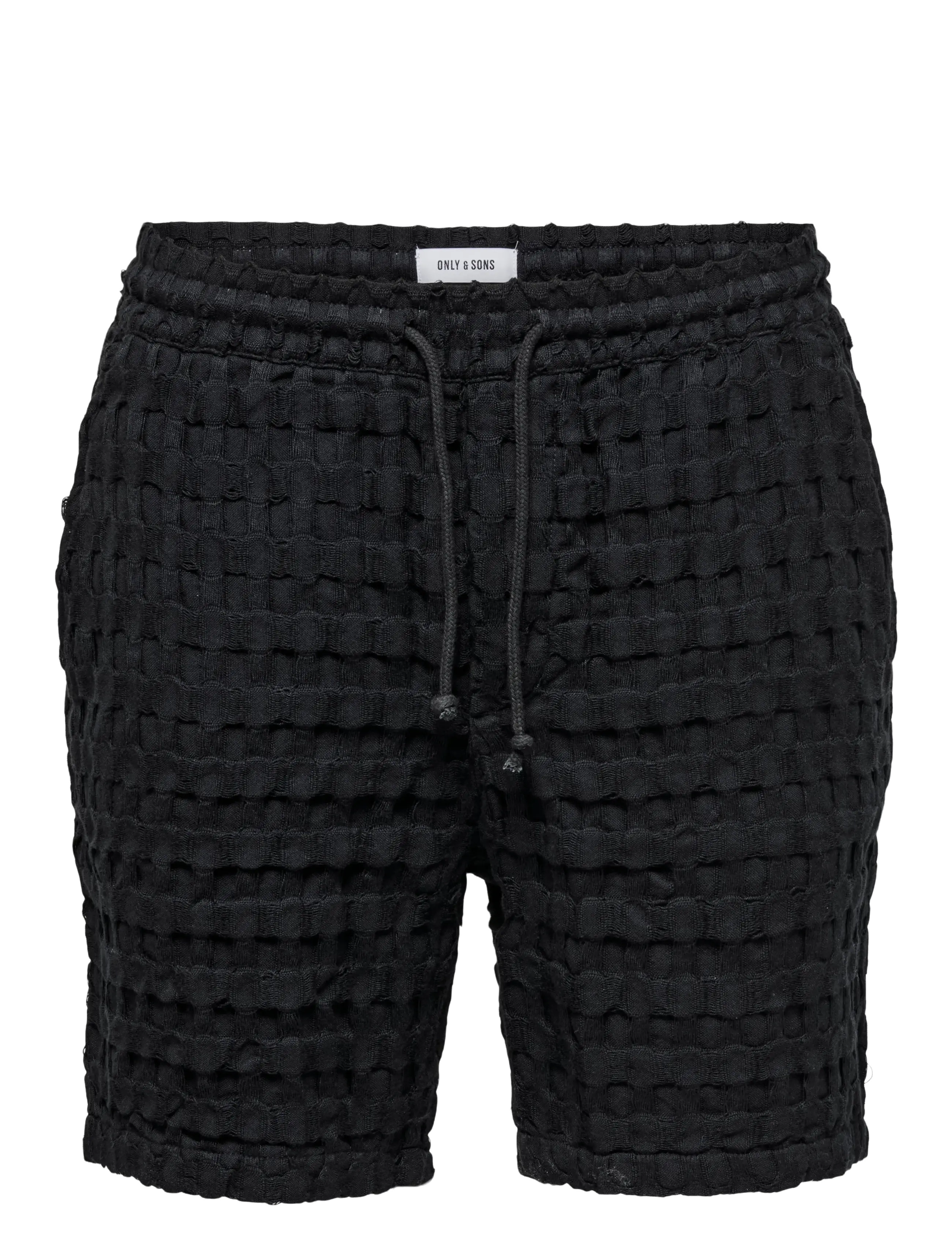 ONLY & SONS Onstel Braddock Waffle Shorts, XXL, Black, Shorts > Afslappet, Herre