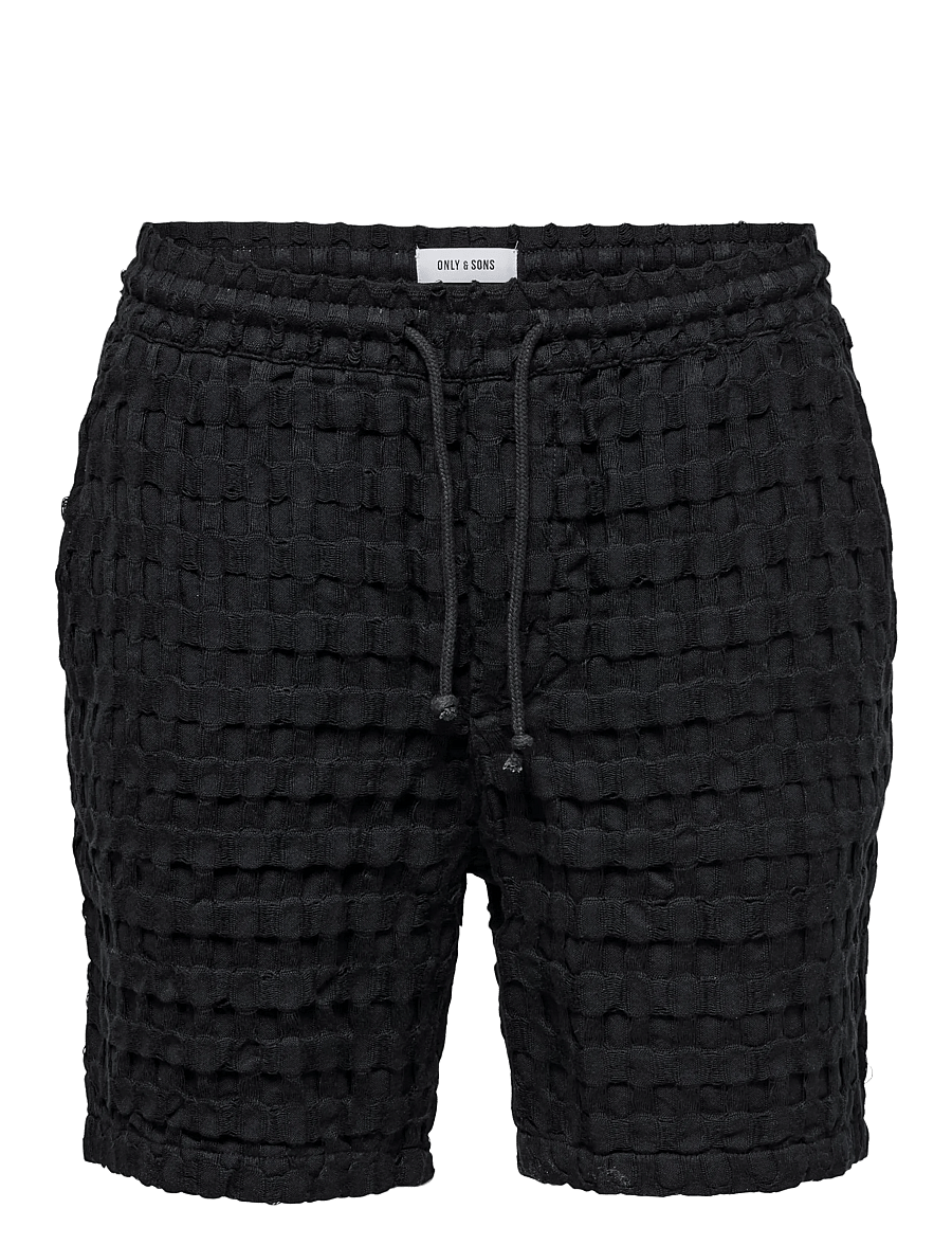 ONLY & SONS - ONSTEL BRADDOCK WAFFLE SHORTS - vabaaja lühikesed püksid - jet black - 0
