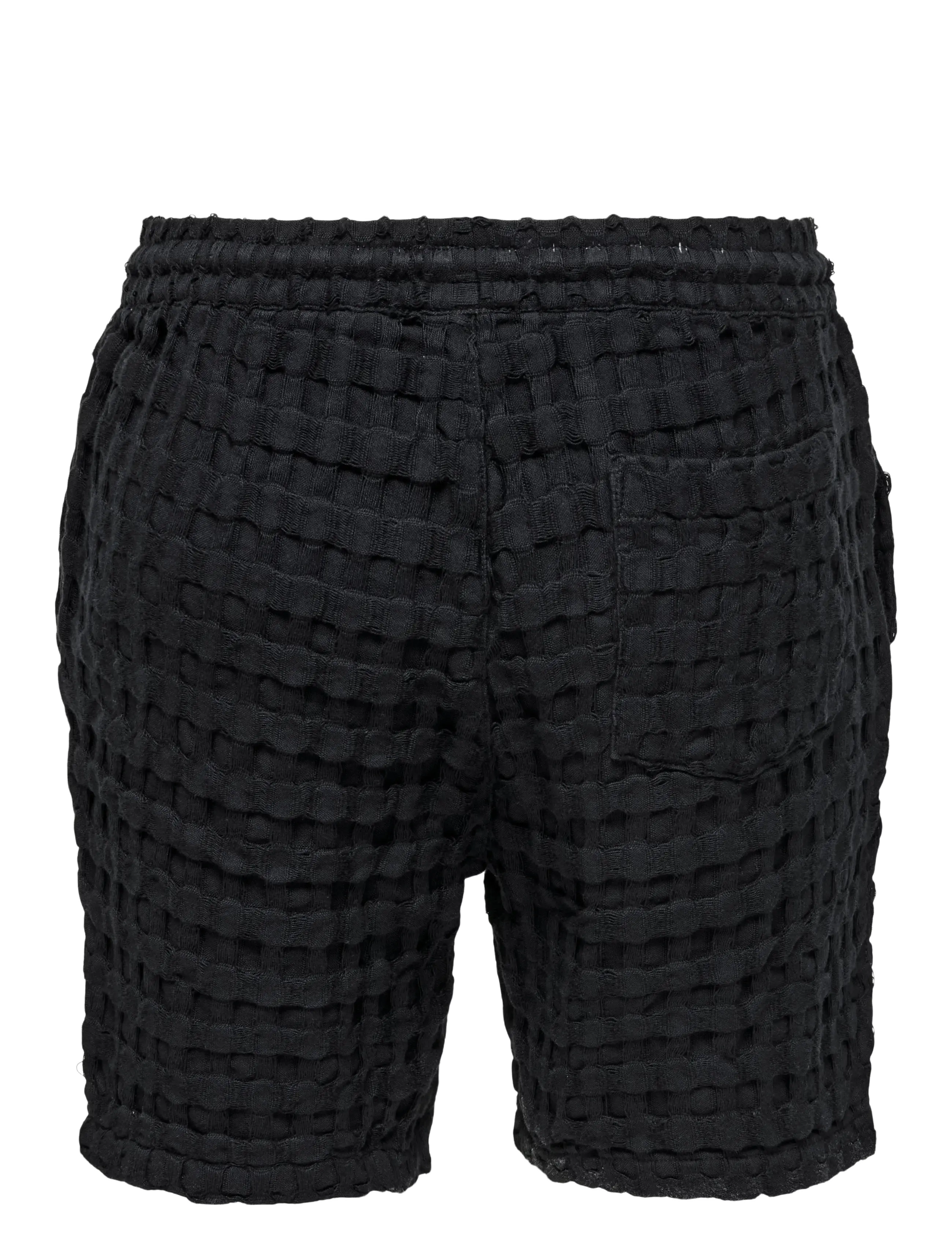 ONLY & SONS - ONSTEL BRADDOCK WAFFLE SHORTS - casual shorts - jet black - 1