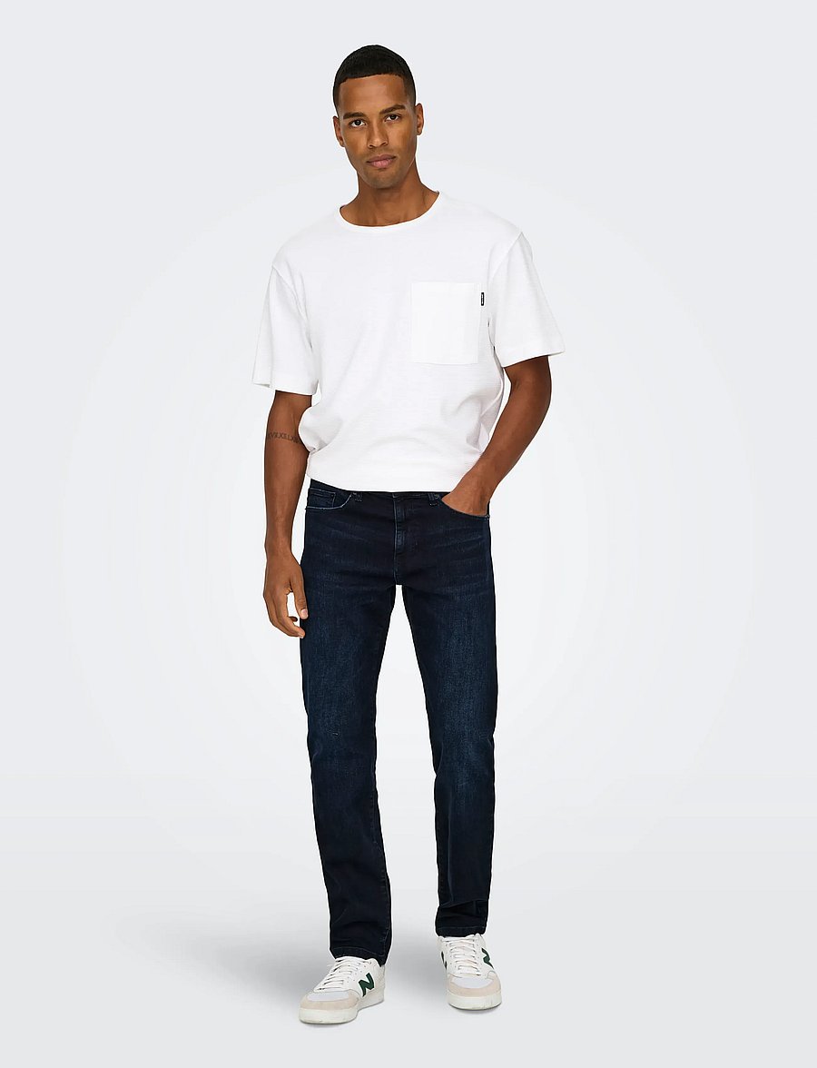 ONLY & SONS - ONSWEFT REG. BLUE BLK 2652 MAT DNM NOOS - tavalised teksad - blue black denim - 4