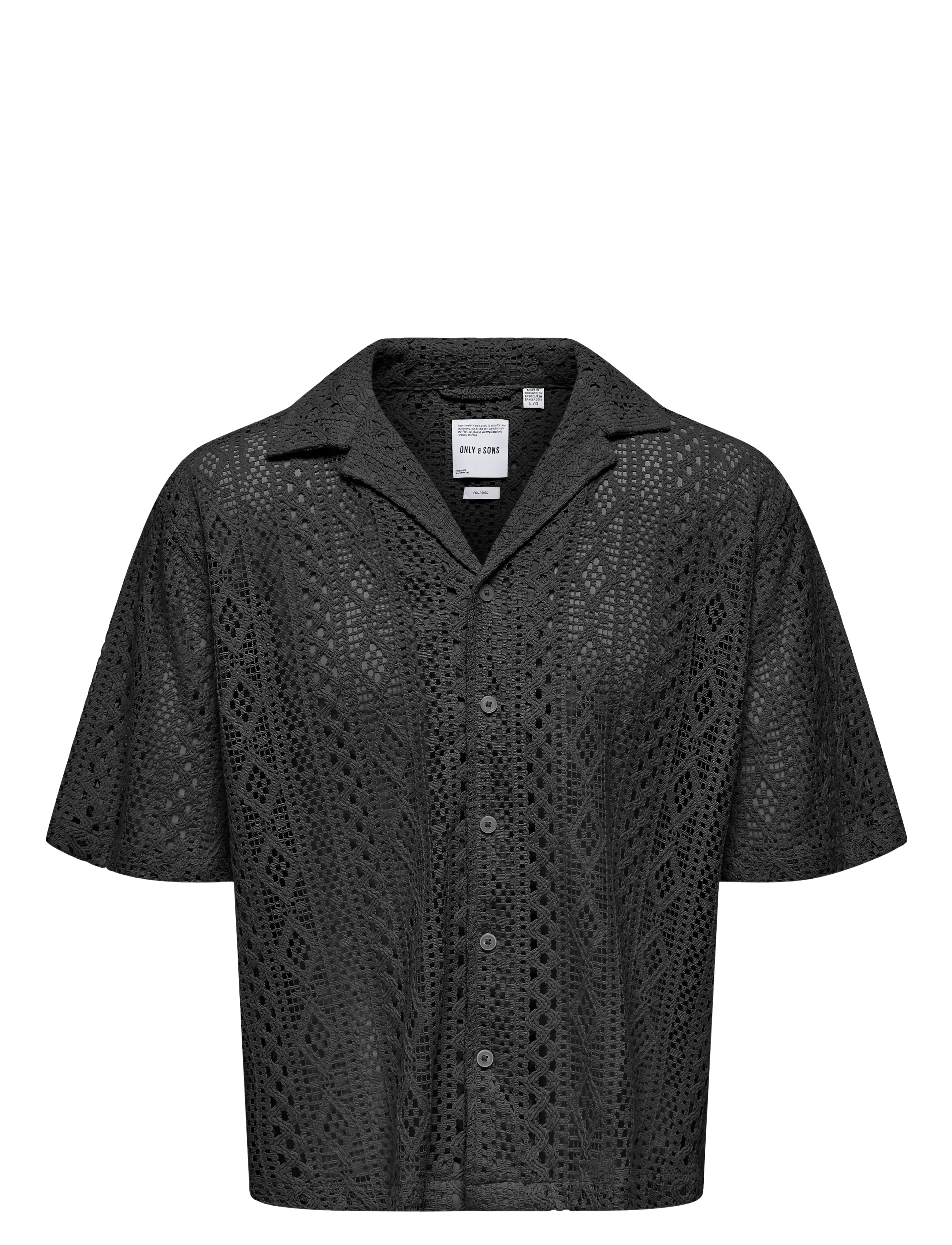 ONLY & SONS Onsnovak Rlx Resort Ss Strickjacke Shirt Schwarz - XS - Herren