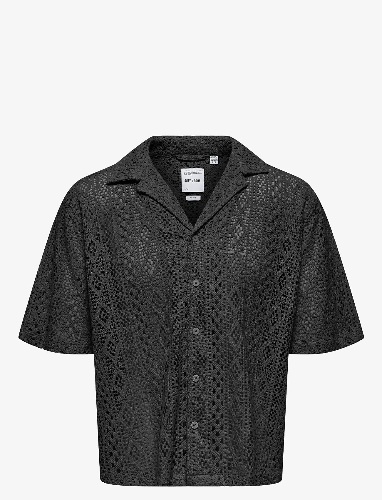 ONLY & SONS - ONSNOVAK RLX RESORT SS LACE SHIRT - lyhythihaiset kauluspaidat - black - 1