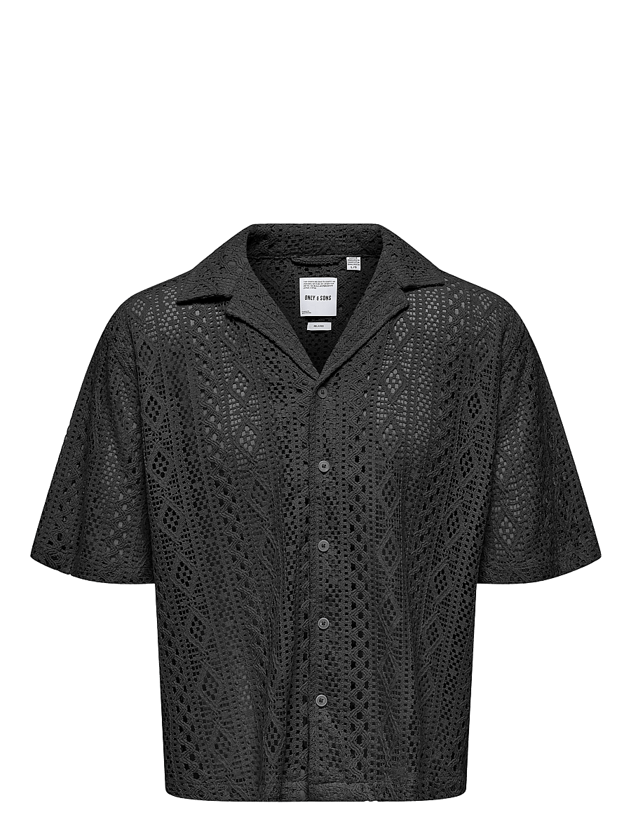 ONLY & SONS - ONSNOVAK RLX RESORT SS LACE SHIRT - chemises à manches courtes - black - 1