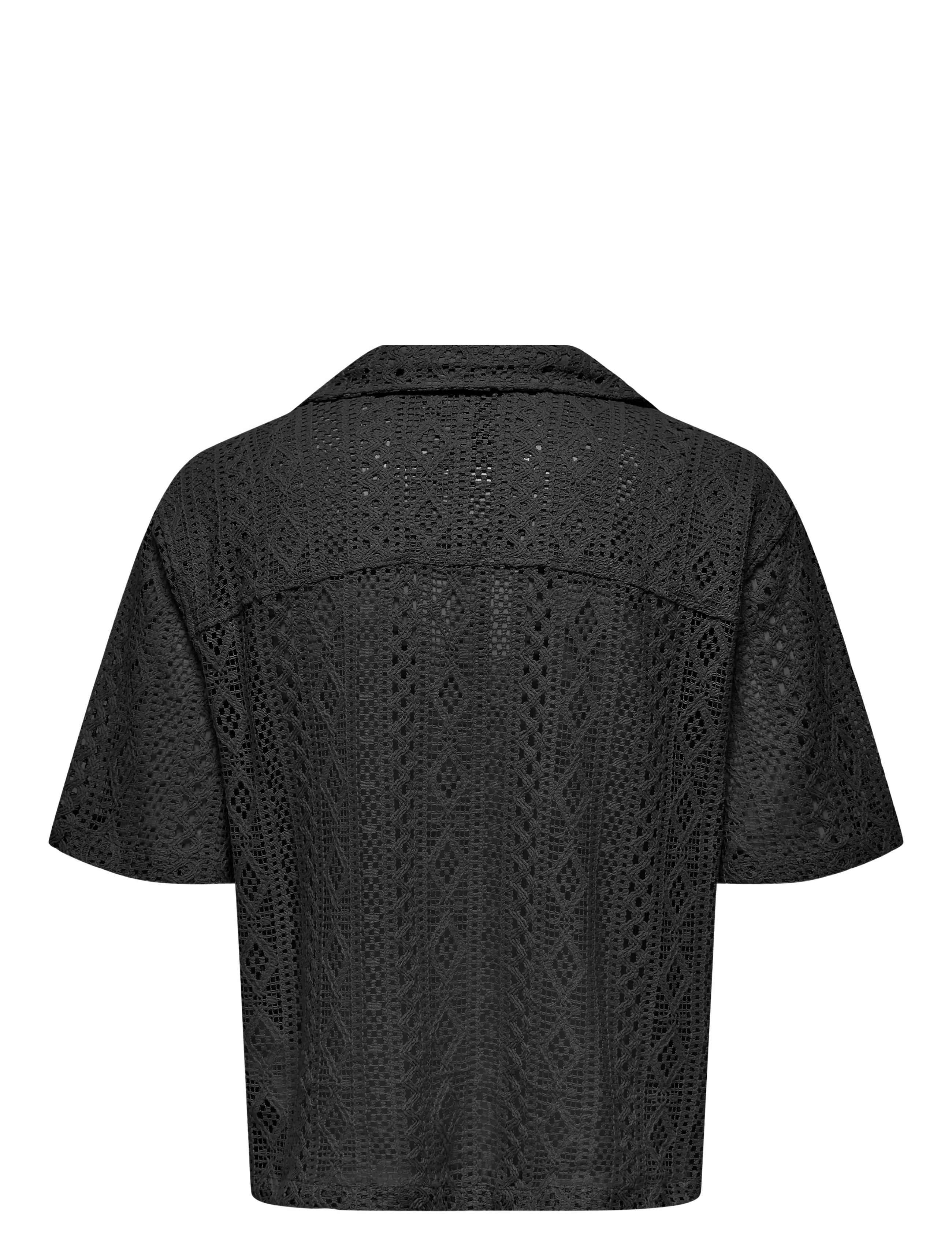 ONLY & SONS - ONSNOVAK RLX RESORT SS LACE SHIRT - kortærmede skjorter - black - 2