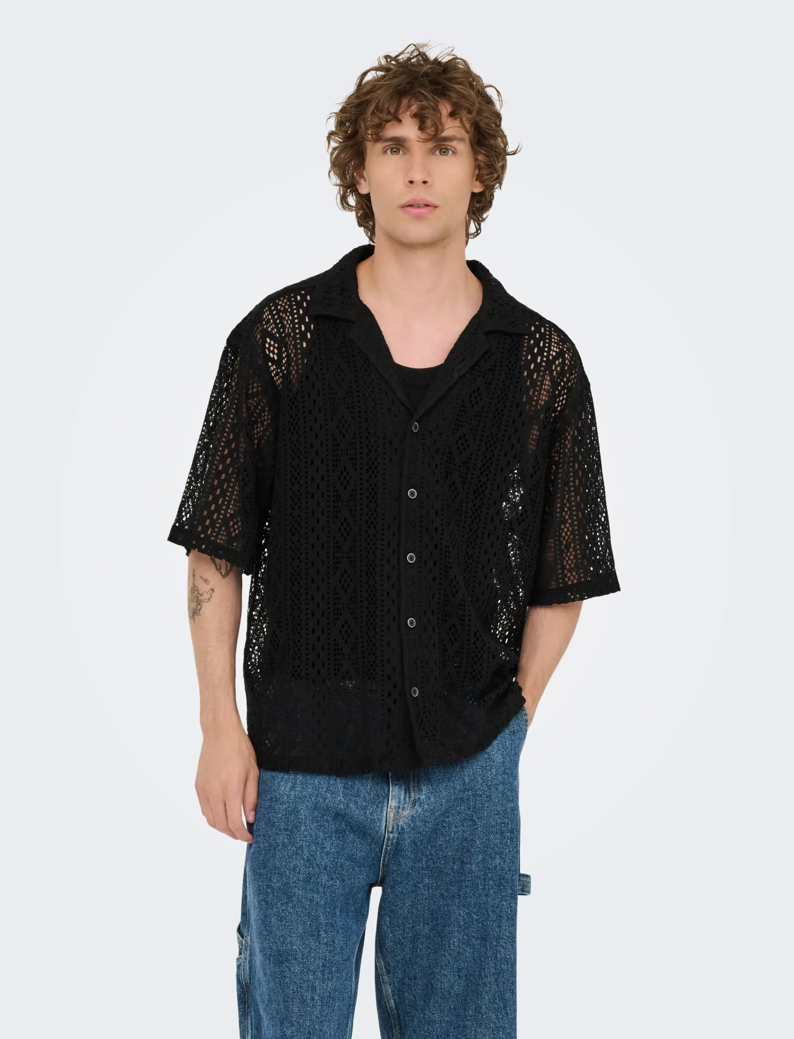 ONLY & SONS ONSNOVAK RLX RESORT SS LACE SHIRT - Kollektionen - BLACK / black