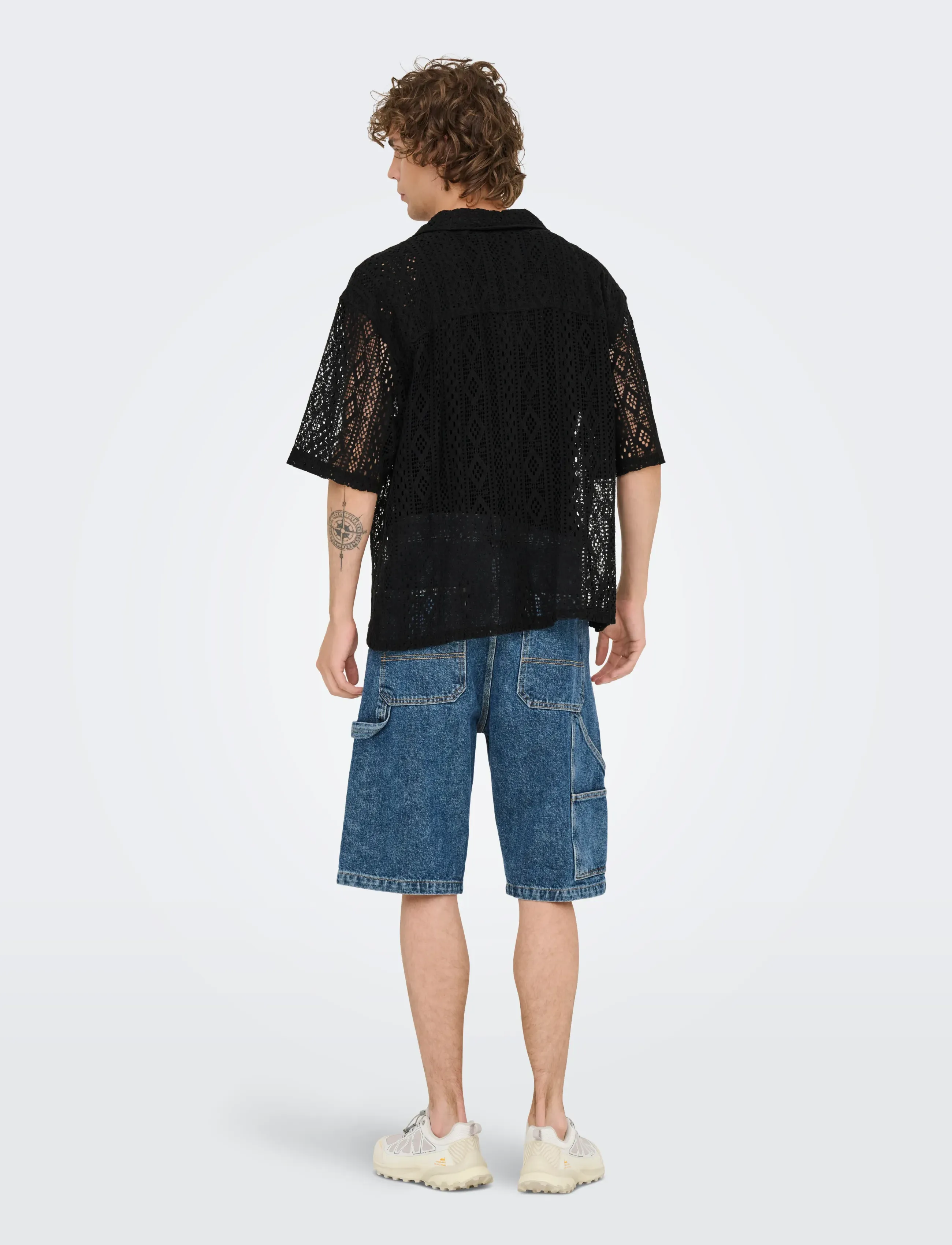 ONLY & SONS - ONSNOVAK RLX RESORT SS LACE SHIRT - kortærmede skjorter - black - 3