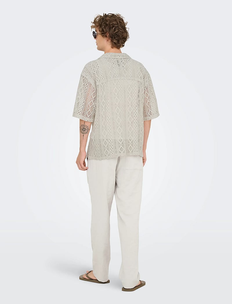 ONLY & SONS - ONSNOVAK RLX RESORT SS LACE SHIRT - chemises à manches courtes - moonstruck - 3