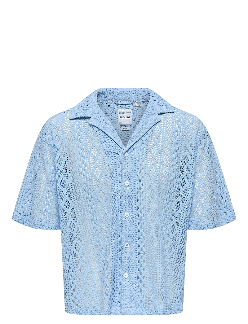 ONLY & SONS - ONSNOVAK RLX RESORT SS LACE SHIRT - lühikeste varrukatega särgid - powder blue - 0